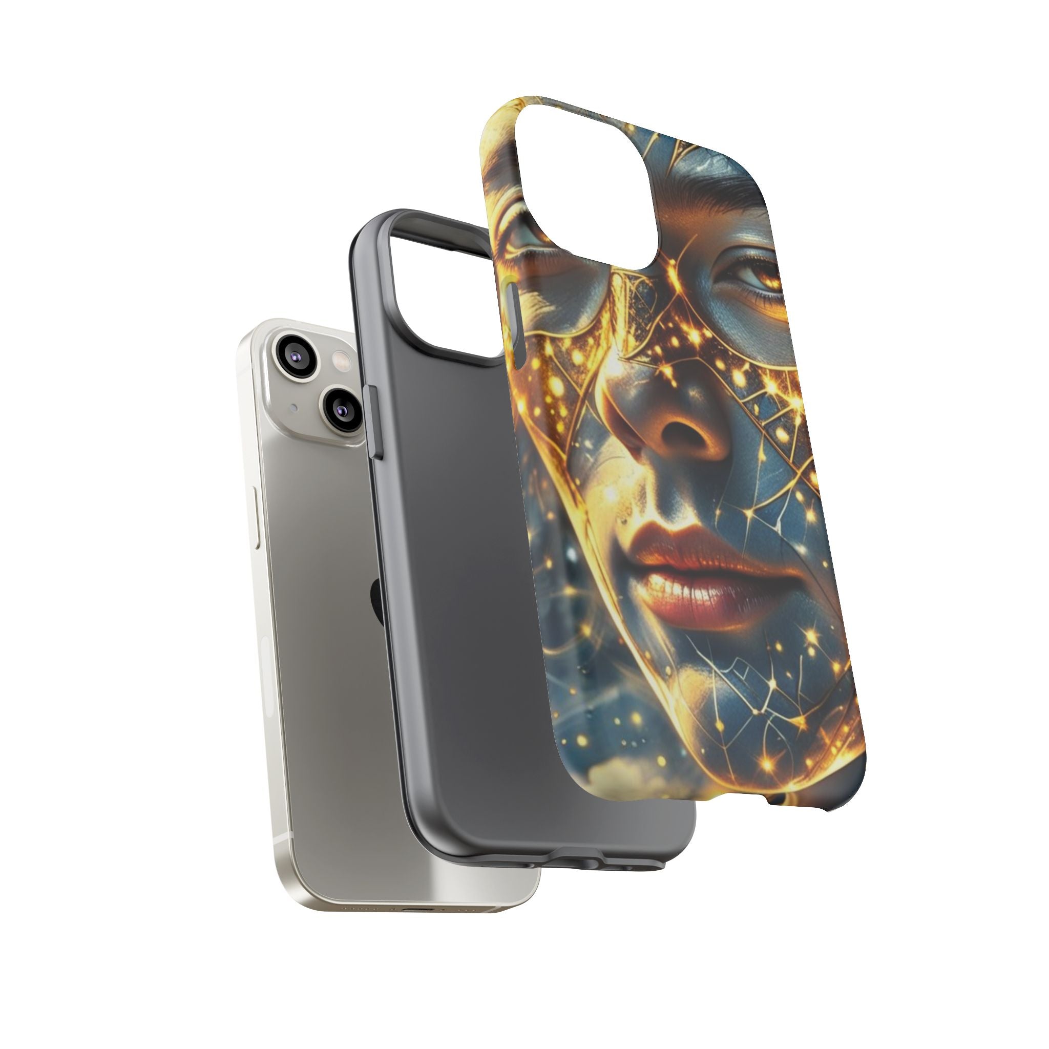 PRB Galactic Portrait Tough Case | Cosmic Face Phone Case, Starry Nebula Design by Power Runs Black