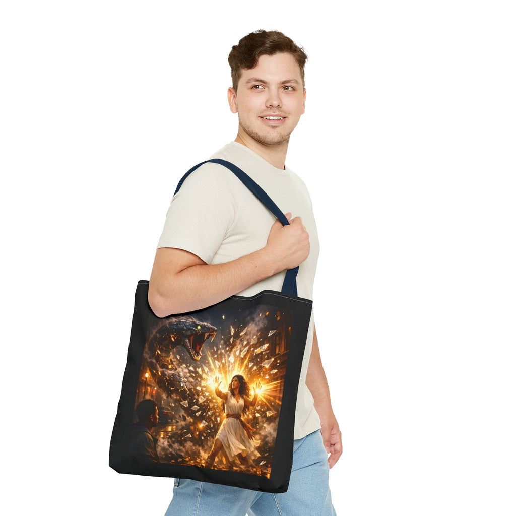 PRB Raging Serpent Burst tote bag | Fantasy serpent explosion art by Printify