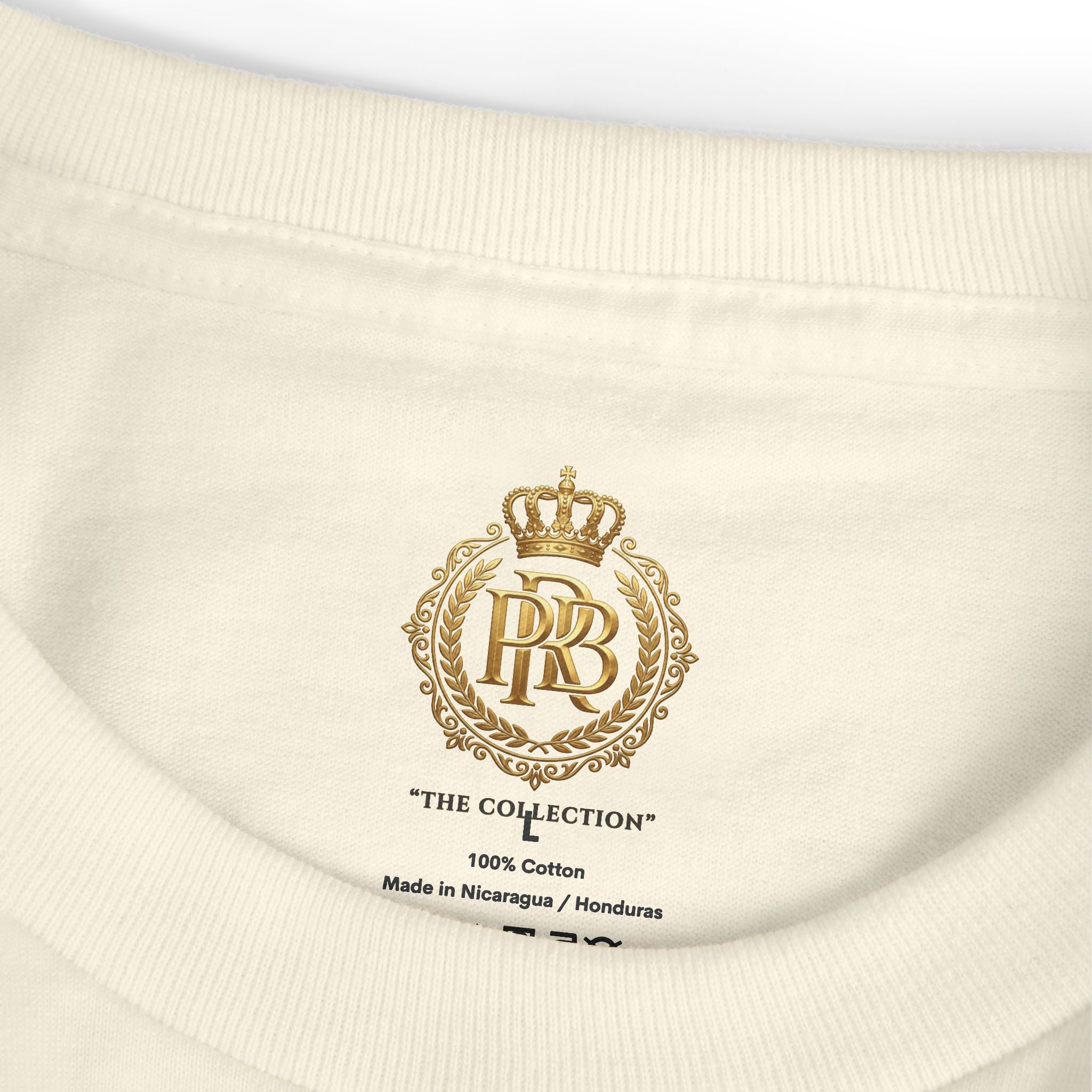 PRB Graphic Tee — Golden Gothic Shield Chest & Back Design by Power Runs Black