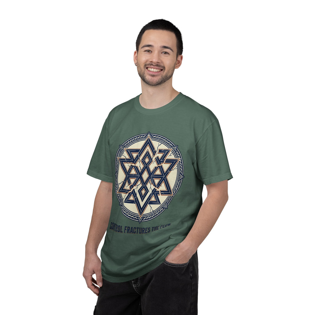 Power Runs Black PRB Geometric Star Mandala T-Shirt — "Control Fractures the Flow" Graphic Tee by Power Runs Black