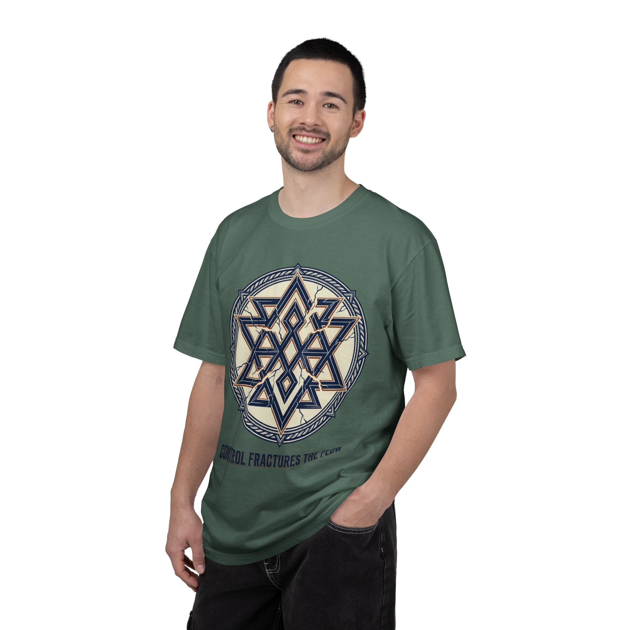 Power Runs Black PRB Geometric Star Mandala T-Shirt — "Control Fractures the Flow" Graphic Tee by Power Runs Black