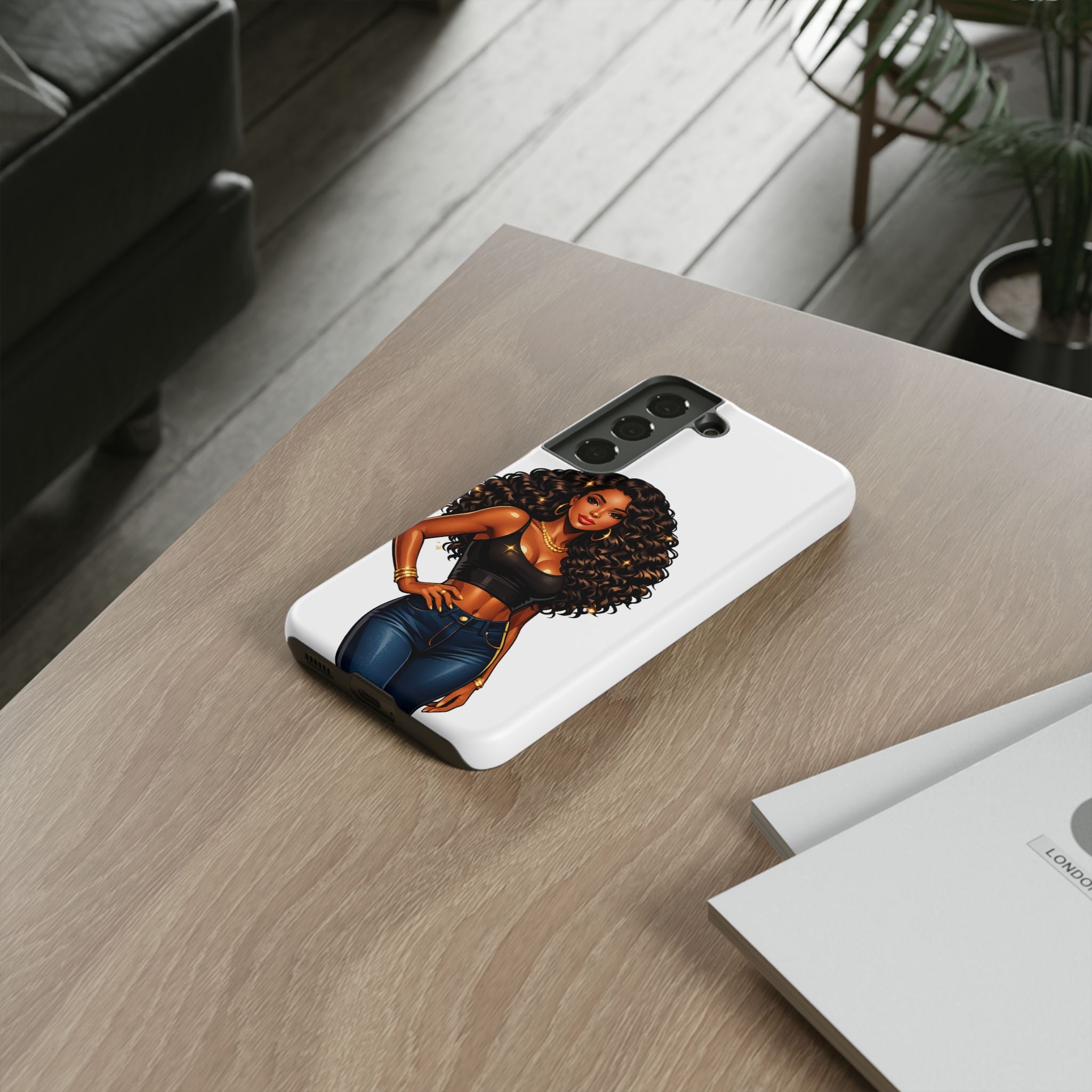 Pretty Rich Bitch by PRB Curly Hair Phone Case by Power Runs Black