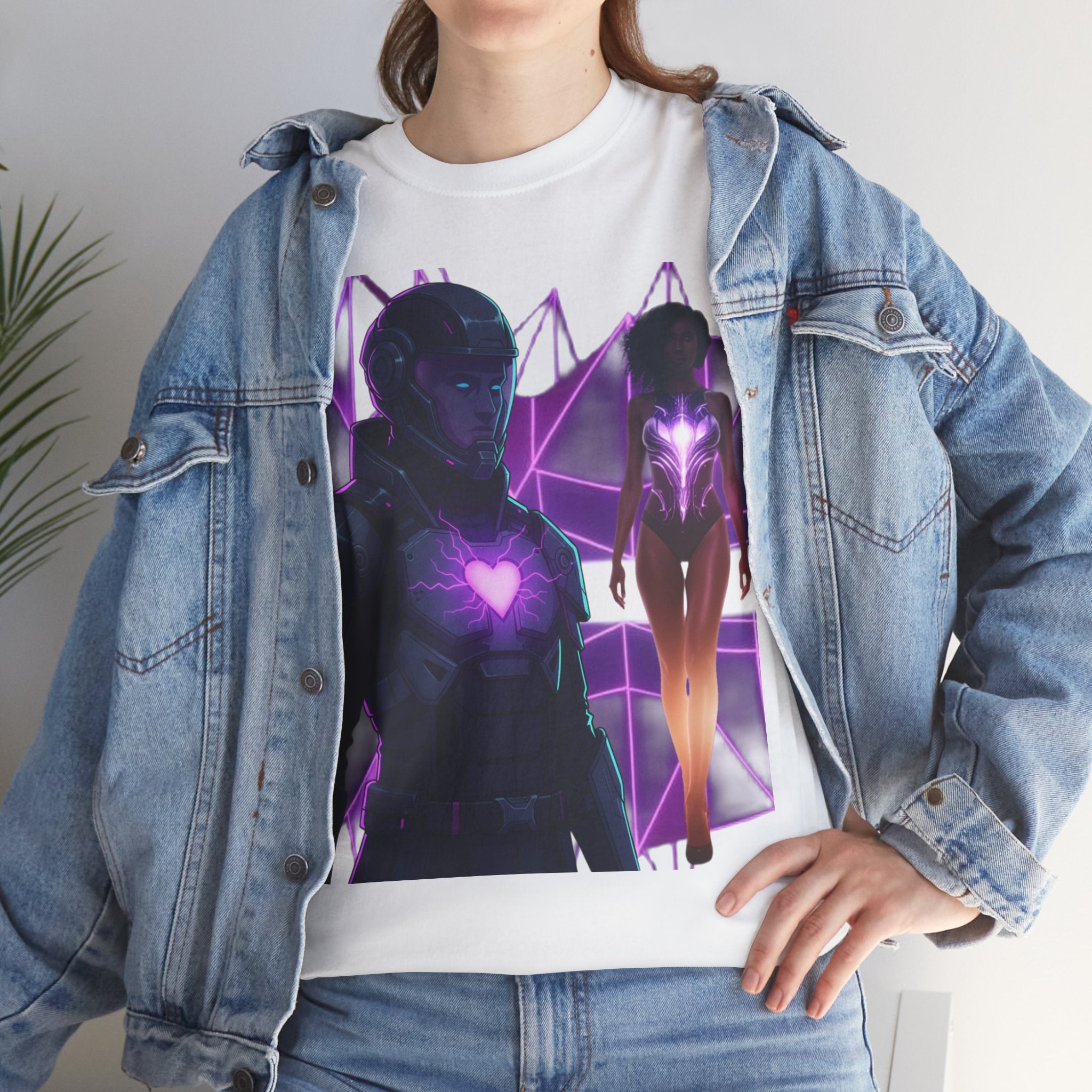 Power Run Black PRB Pretty Rich Bitch The Collection Purple Heart Cyberpunk Knight T-Shirt | Futuristic Armor Sci‑Fi Tee by Printify