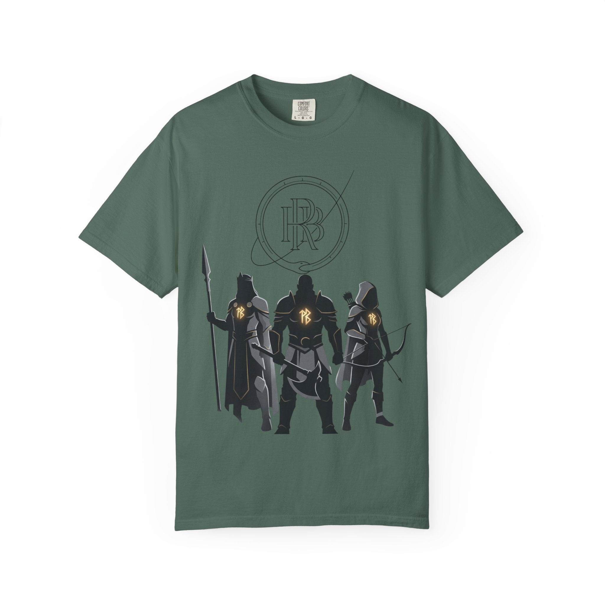 Printify PRB Fantasy Warrior Party T-Shirt — Knight, Archer & Spearfighter Silhouette Tee - T-Shirt