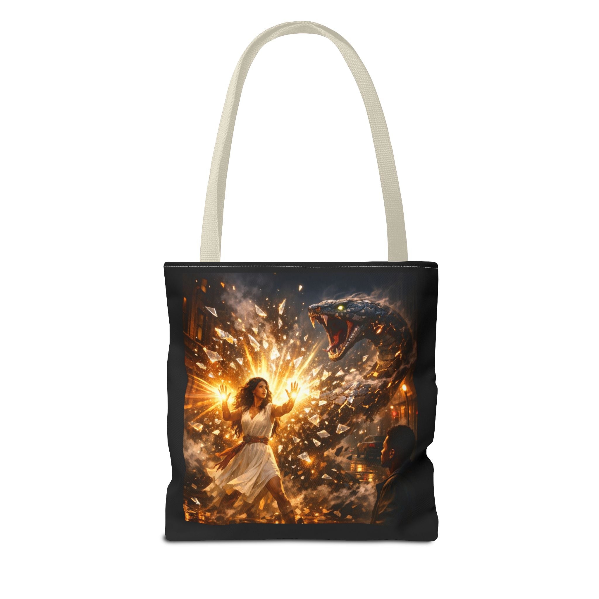PRB Raging Serpent Burst tote bag | Fantasy serpent explosion art by Printify