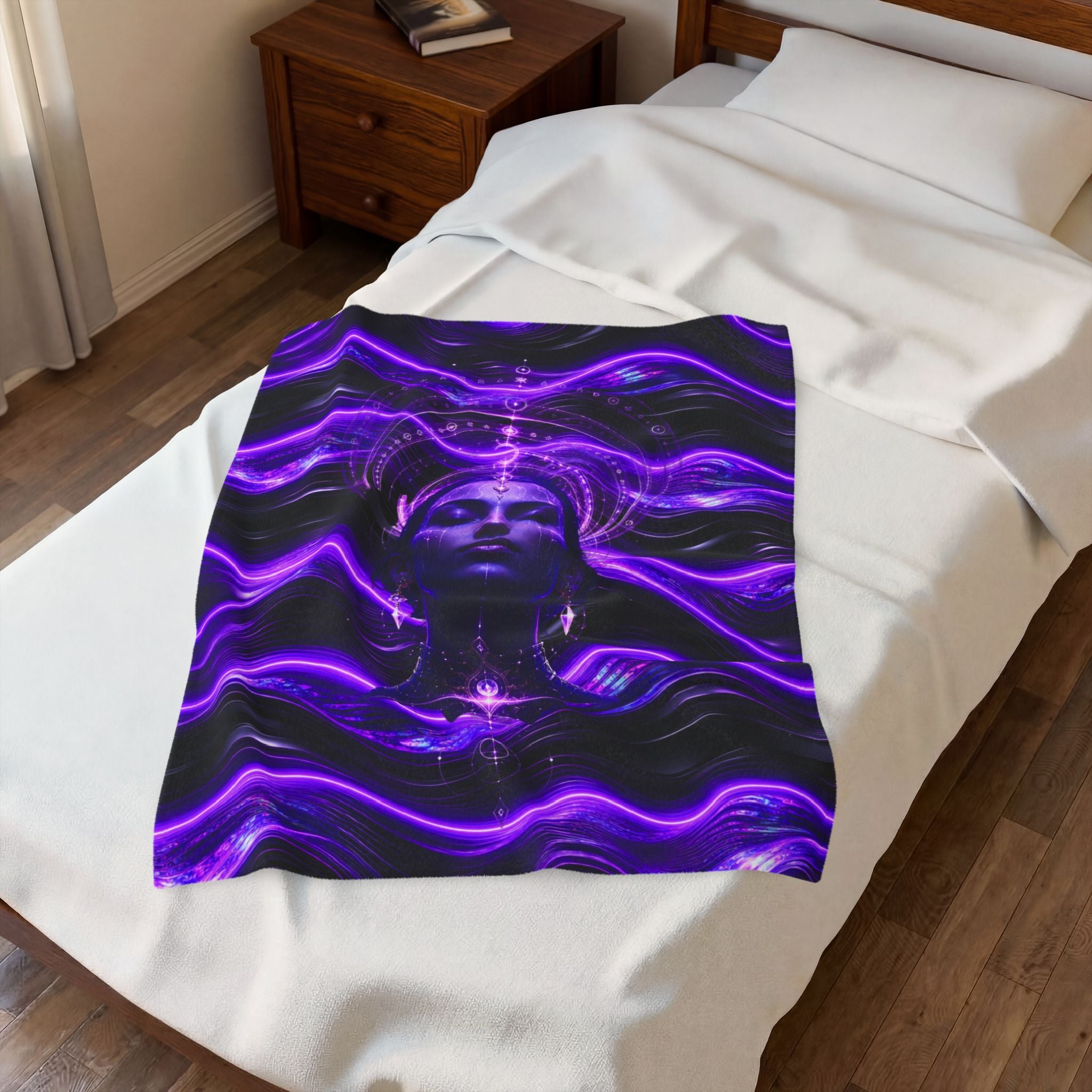 Power Runs Black Mystic Violet Aura Velveteen Plush Blanket by Power Runs Black