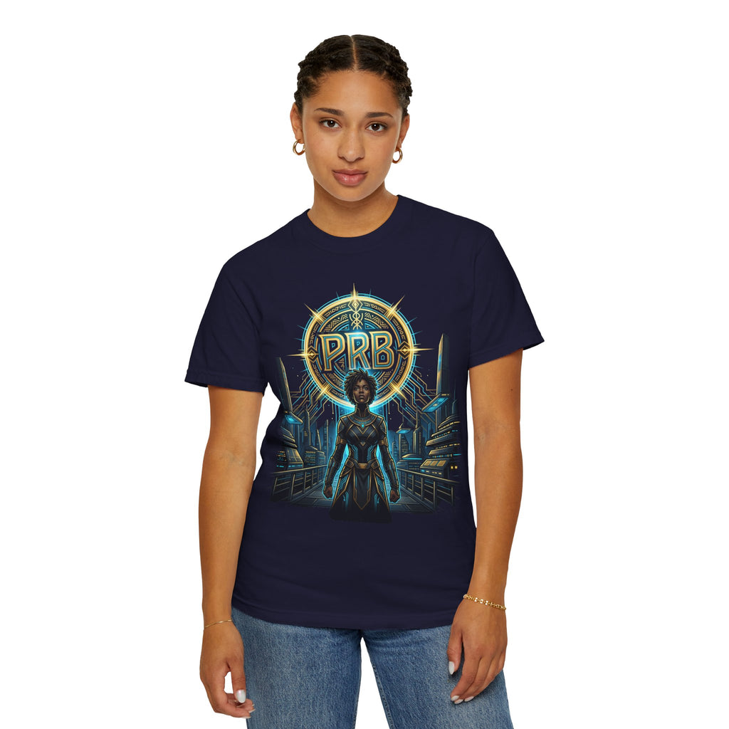 Futuristic Warrior Afrofuturist Graphic T-Shirt | Sci-Fi Streetwear Tee by Printify