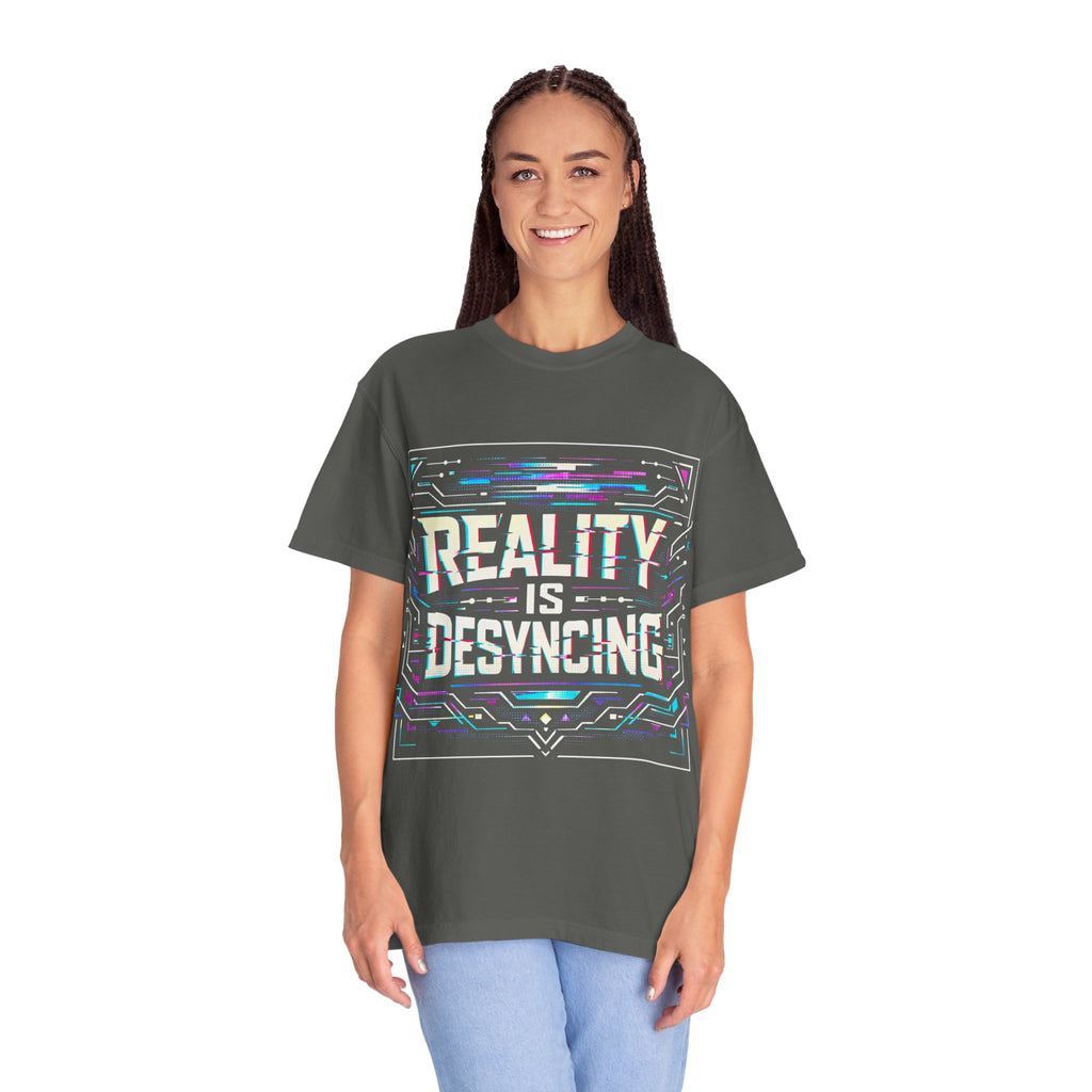 Power Runs Black PRB Glitchy Pastel "Reality Is Desyncing" T-Shirt by Printify