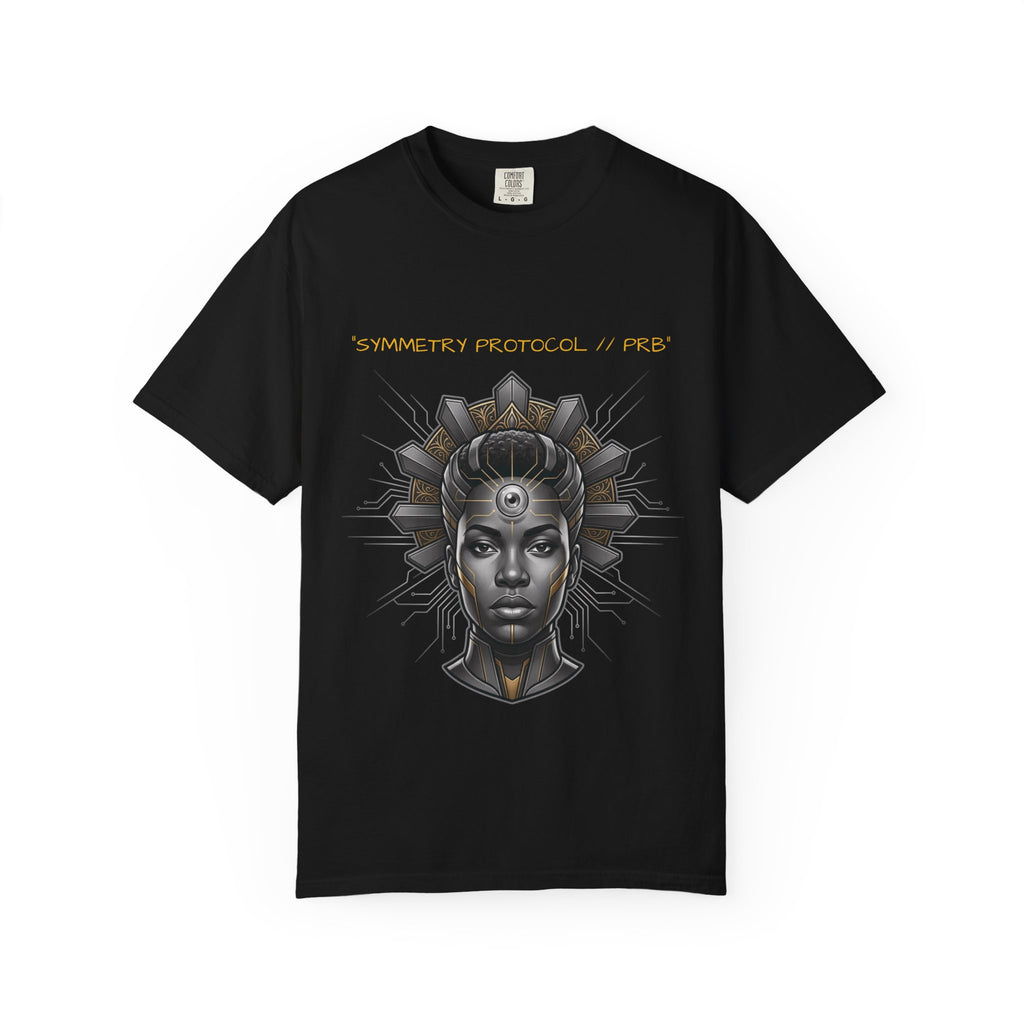 Printify PRB Afrofuturist Crowned Woman T-shirt | Sci‑Fi Portrait Tee - T-Shirt