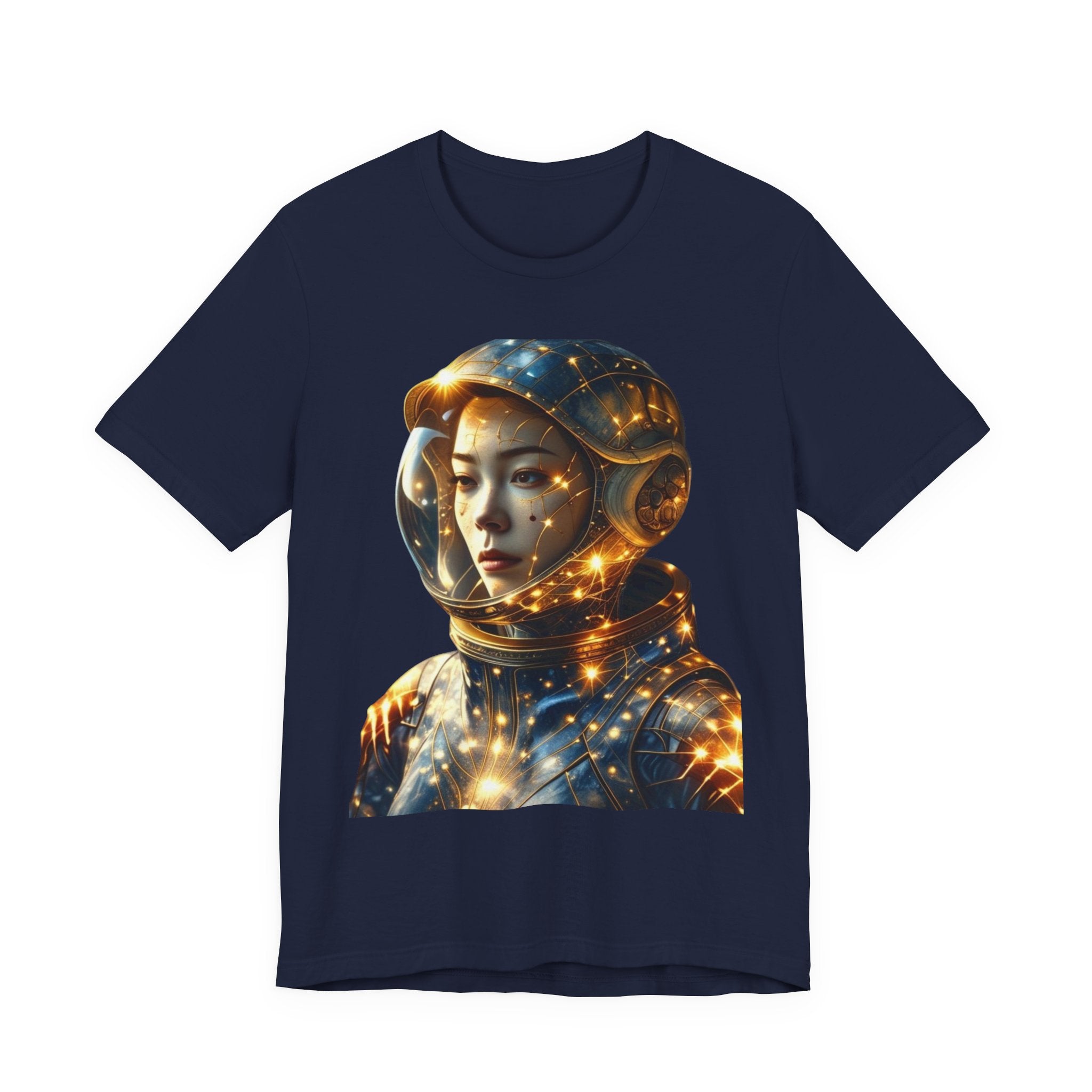 PRB Astronaut Portrait Tee — Starry Cosmic Helmet Graphic T-Shirt by Power Runs Black
