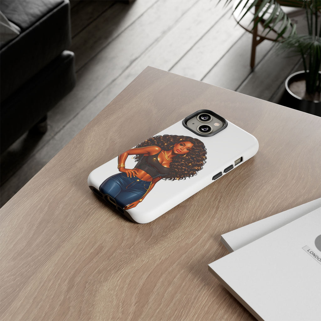 Pretty Rich Bitch by PRB Curly Hair Phone Case by Power Runs Black