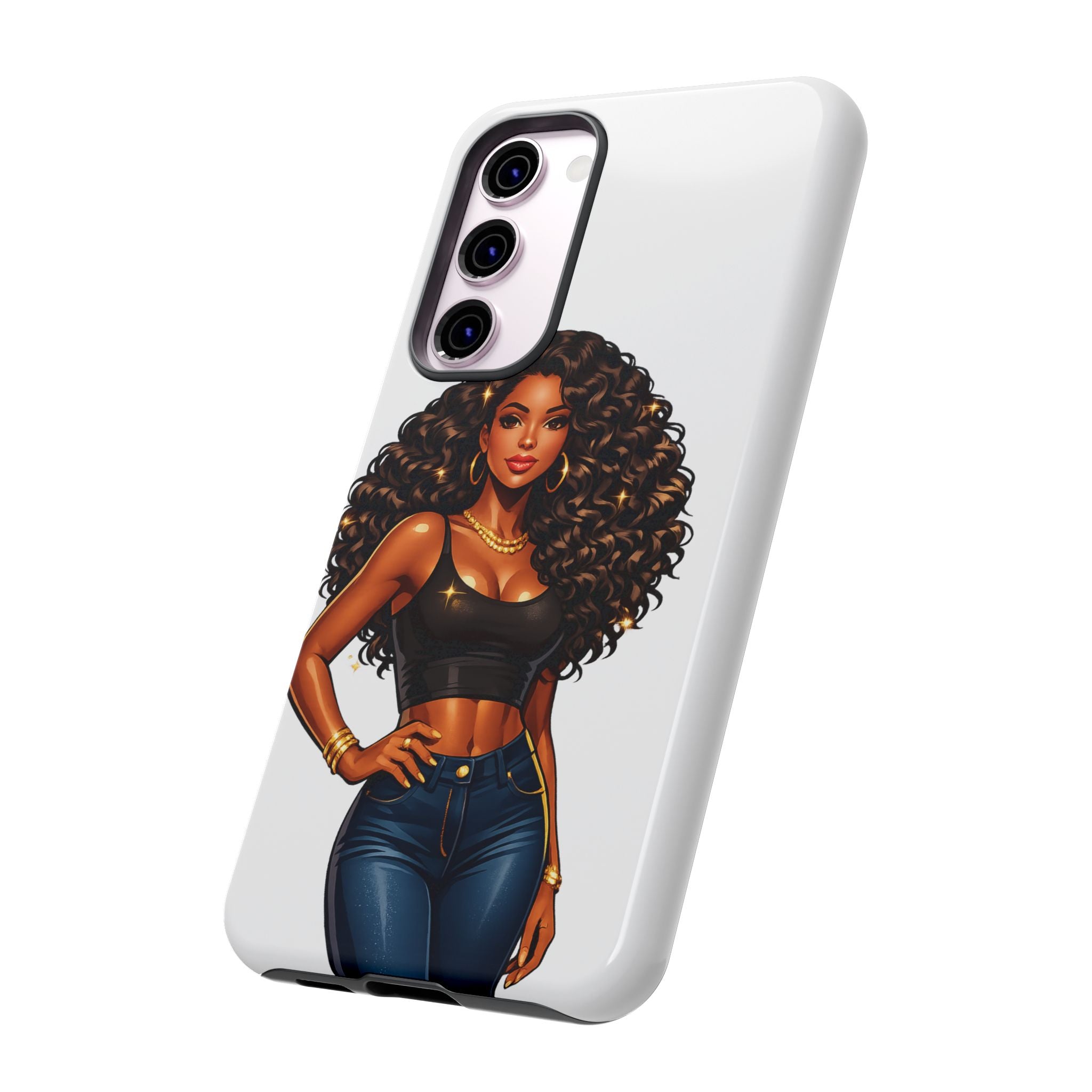 Pretty Rich Bitch by PRB Curly Hair Phone Case by Power Runs Black