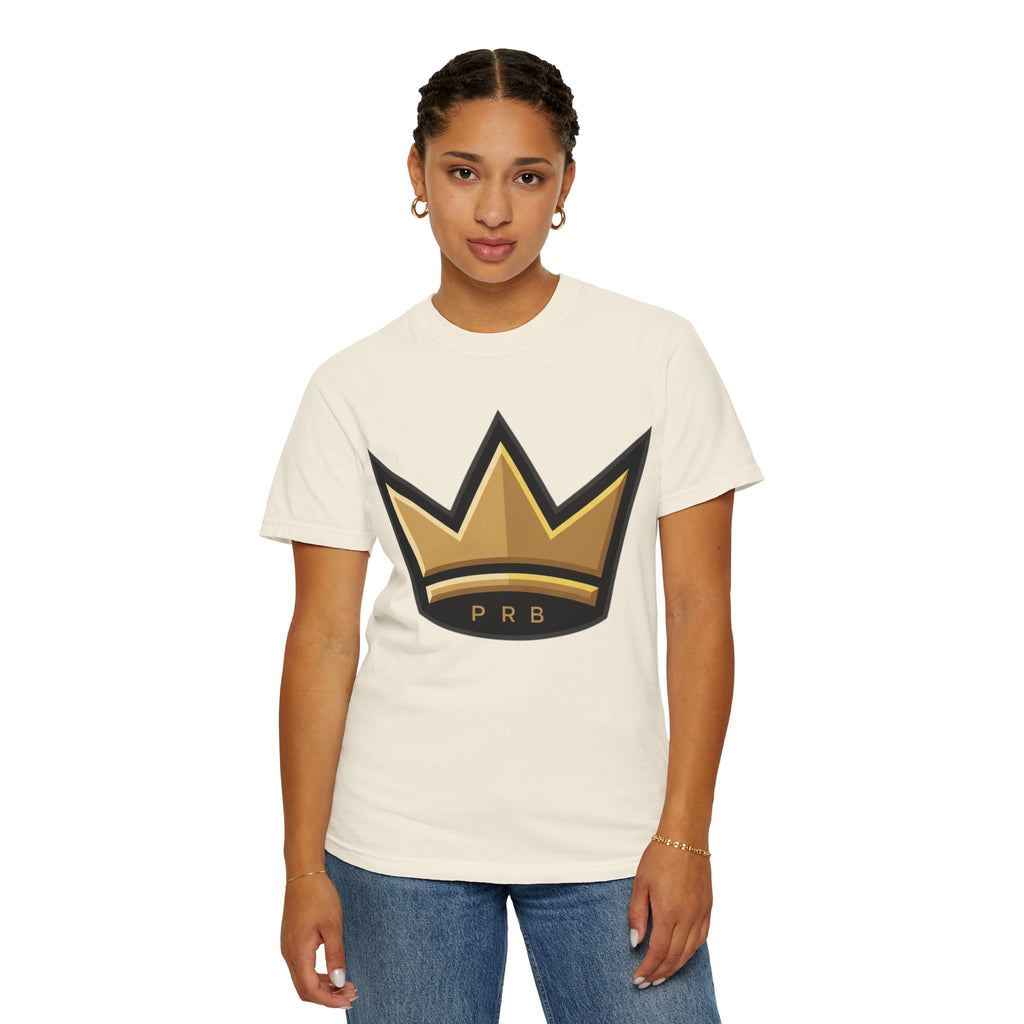 PRB Crown & Cosmos Graphic T-Shirt | Gold Royal Crest & Celestial Back by Printify