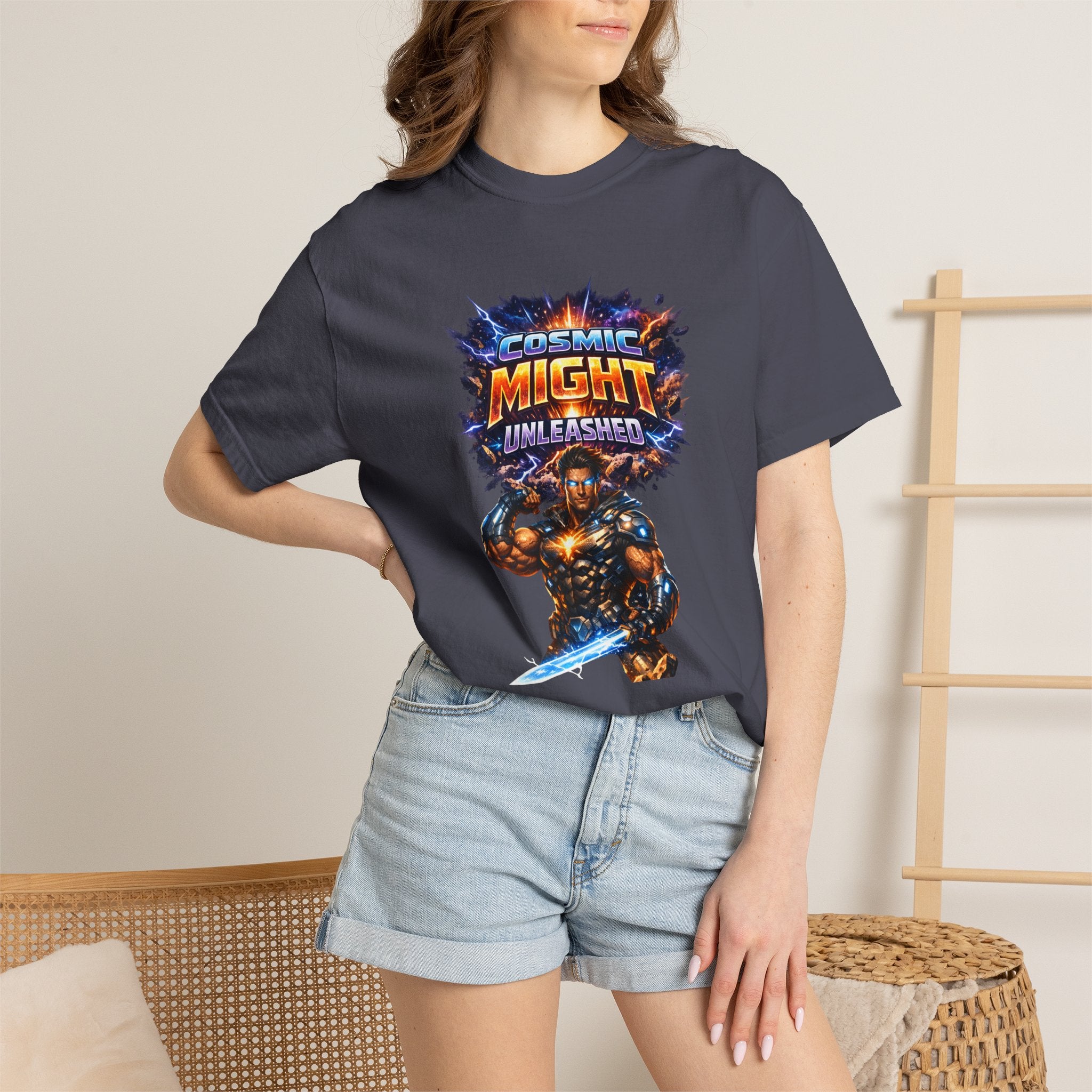 PRB Cosmic Might Unleashed T-shirt | Space Warrior Graphic Tee by Power Runs Black