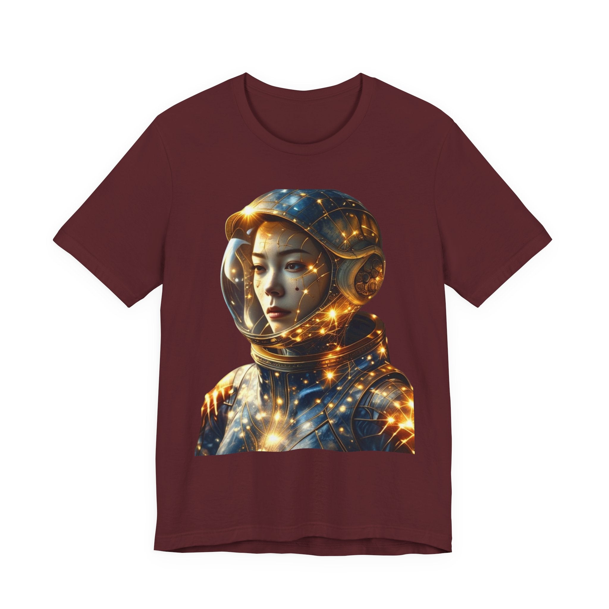 PRB Astronaut Portrait Tee — Starry Cosmic Helmet Graphic T-Shirt by Power Runs Black