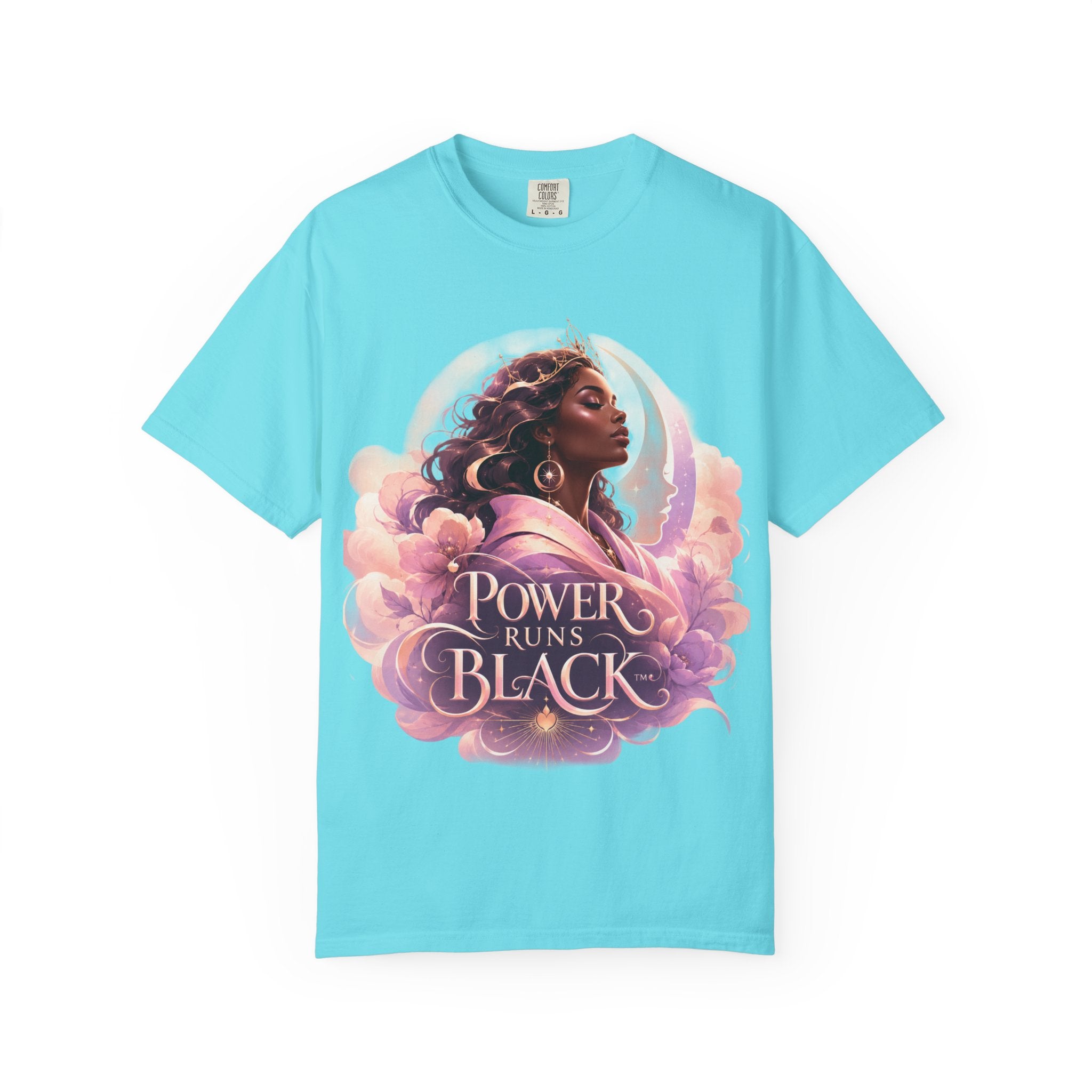 Power Runs Black graphic tee | Black woman portrait, Afro empowerment shirt by Power Runs Black