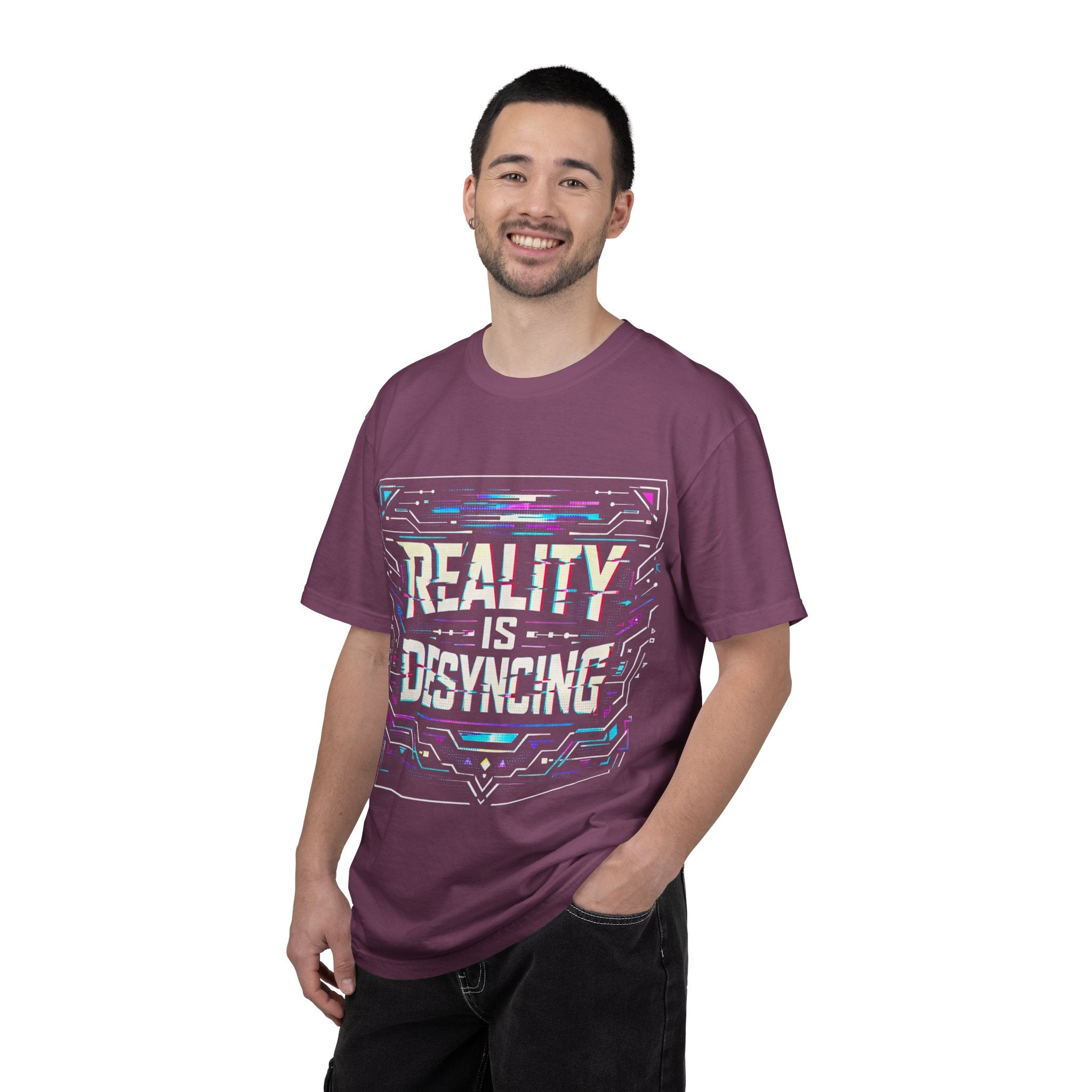 Power Runs Black PRB Glitchy Pastel "Reality Is Desyncing" T-Shirt by Printify
