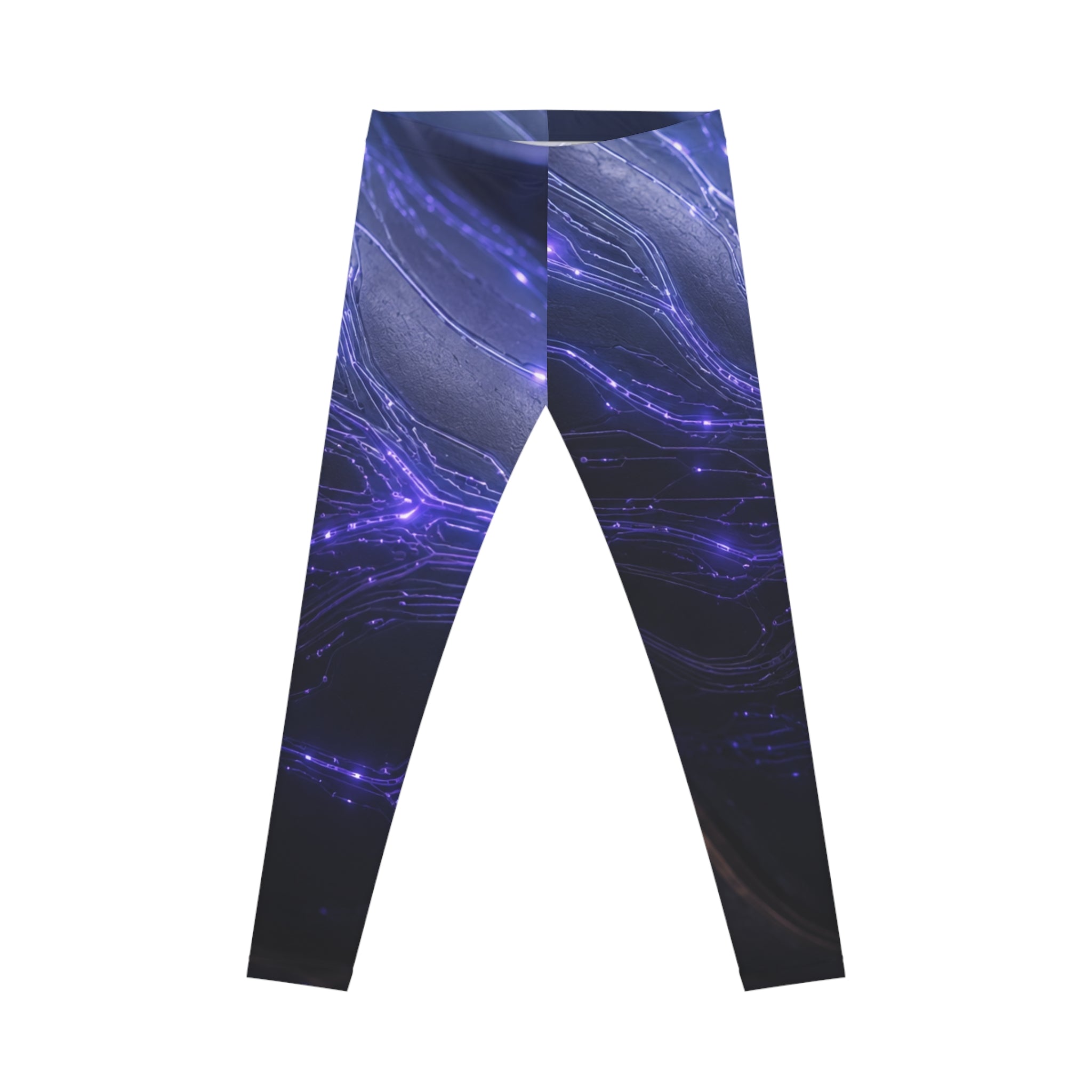 Power Runs Black Galactic Nebula Purple Leggings | Leggings by Printify