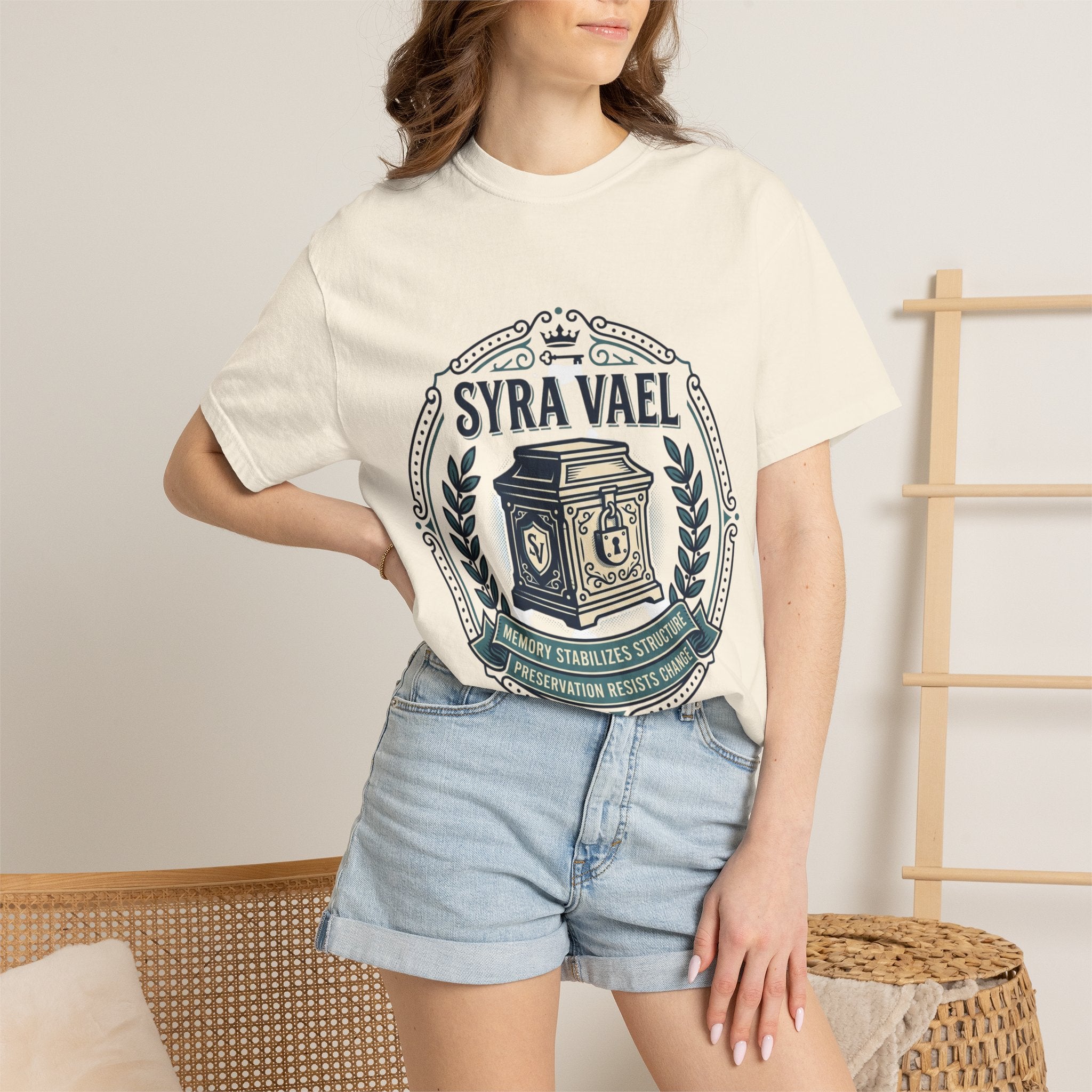 Power Runs Black PRB — Syra Vael Vintage Crest Tee by Power Runs Black