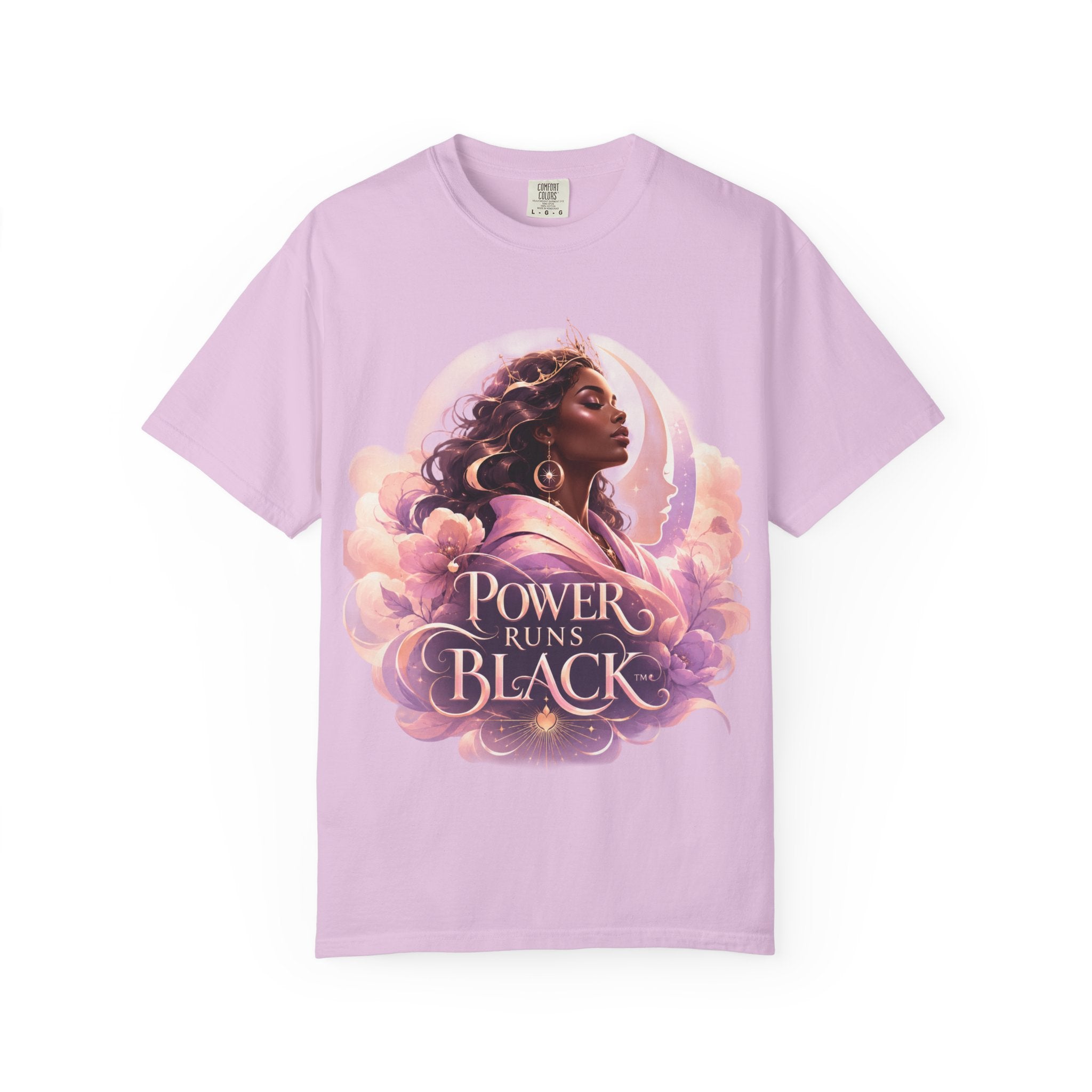 Power Runs Black graphic tee | Black woman portrait, Afro empowerment shirt by Power Runs Black