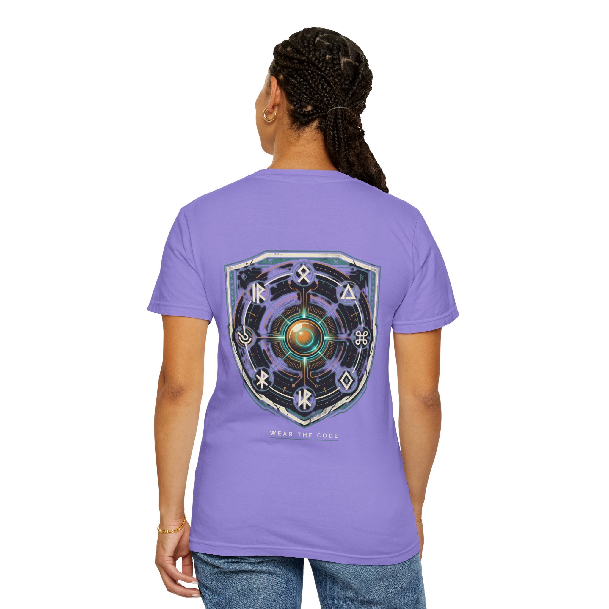 Power Runs Black PRB "Wear The Code" Mystic Shield T-Shirt — Geometric Sigil Graphic Tee by Printify