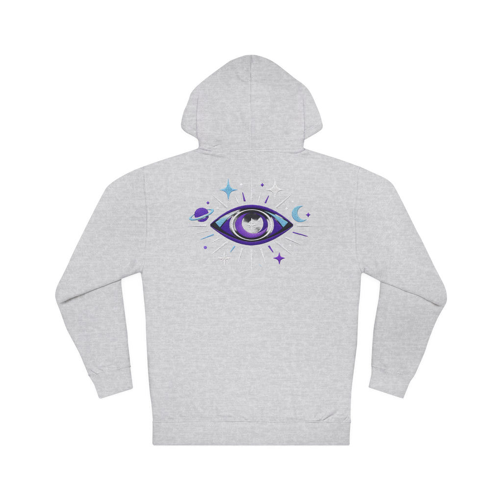 PRB Mystic Purple All-Seeing Eye Hoodie | Celestial Stars Moon by Power Runs Black