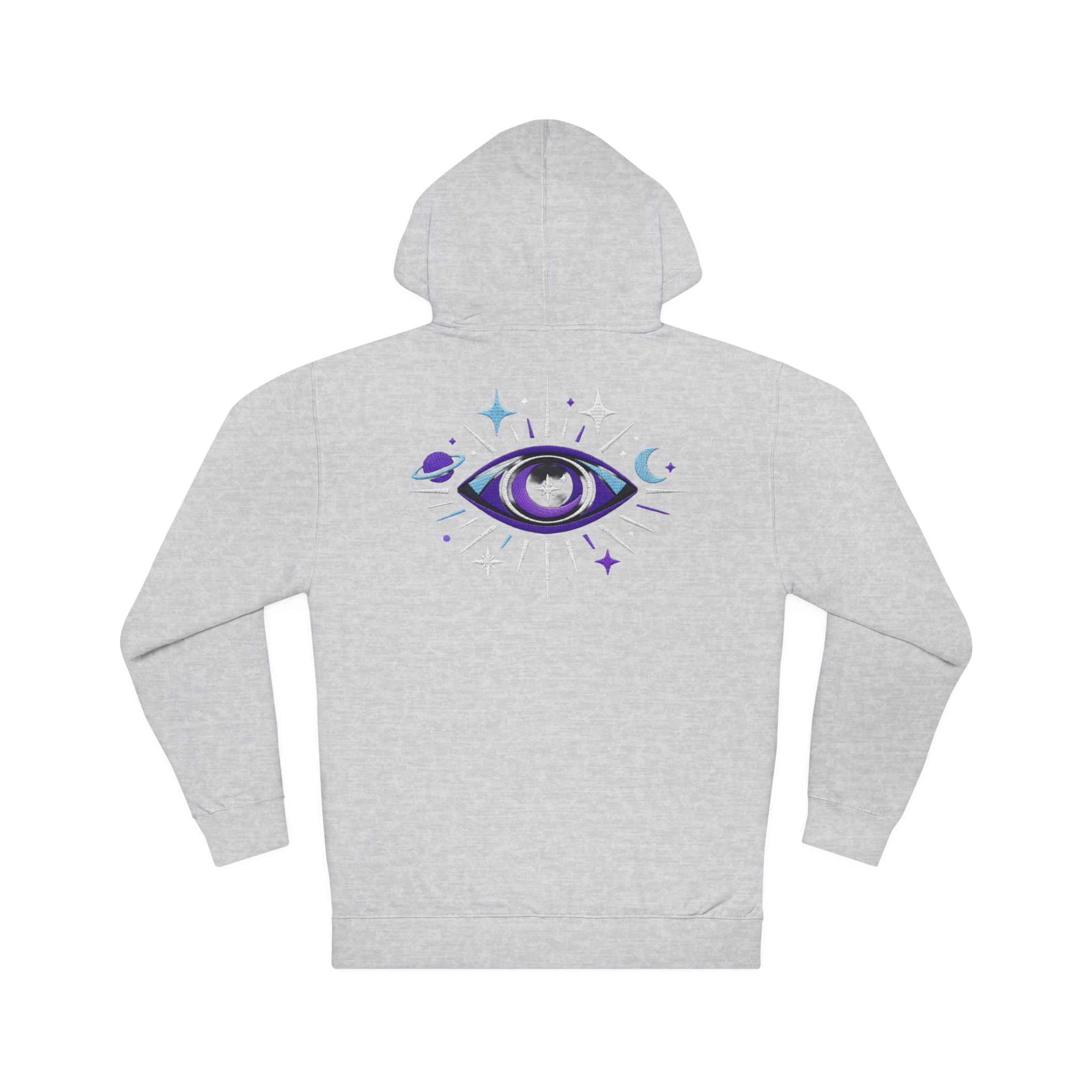 PRB Mystic Purple All-Seeing Eye Hoodie | Celestial Stars Moon by Power Runs Black