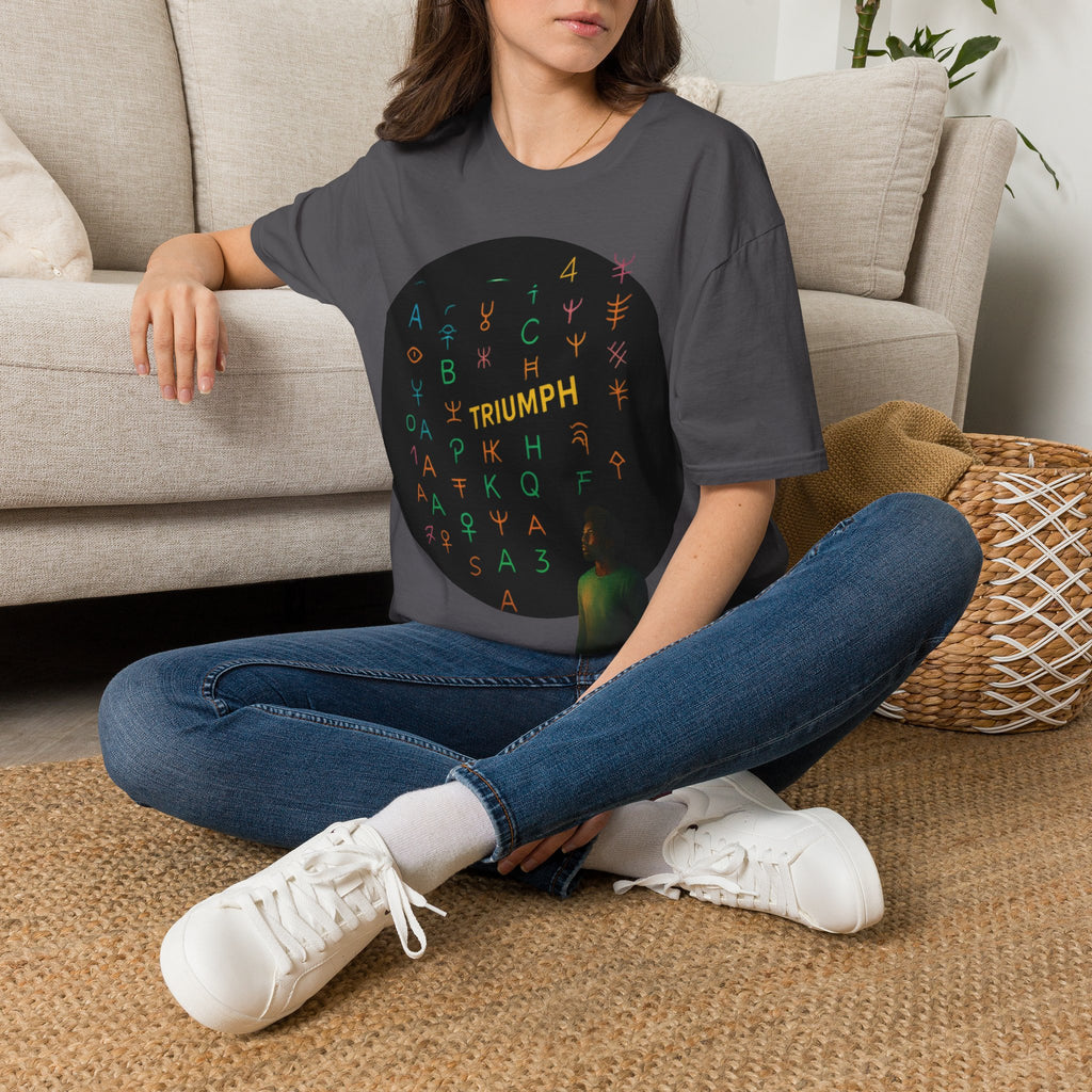 PRB Triumph Afro Hair Silhouette T-Shirt | Black Hair Alphabet Design by Printify