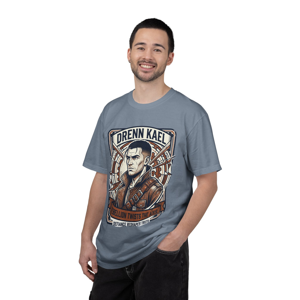 Power Runs Black PRB Drenn Kael Portrait T-Shirt — "Rebellion Twists the Axis" Graphic Tee by Printify