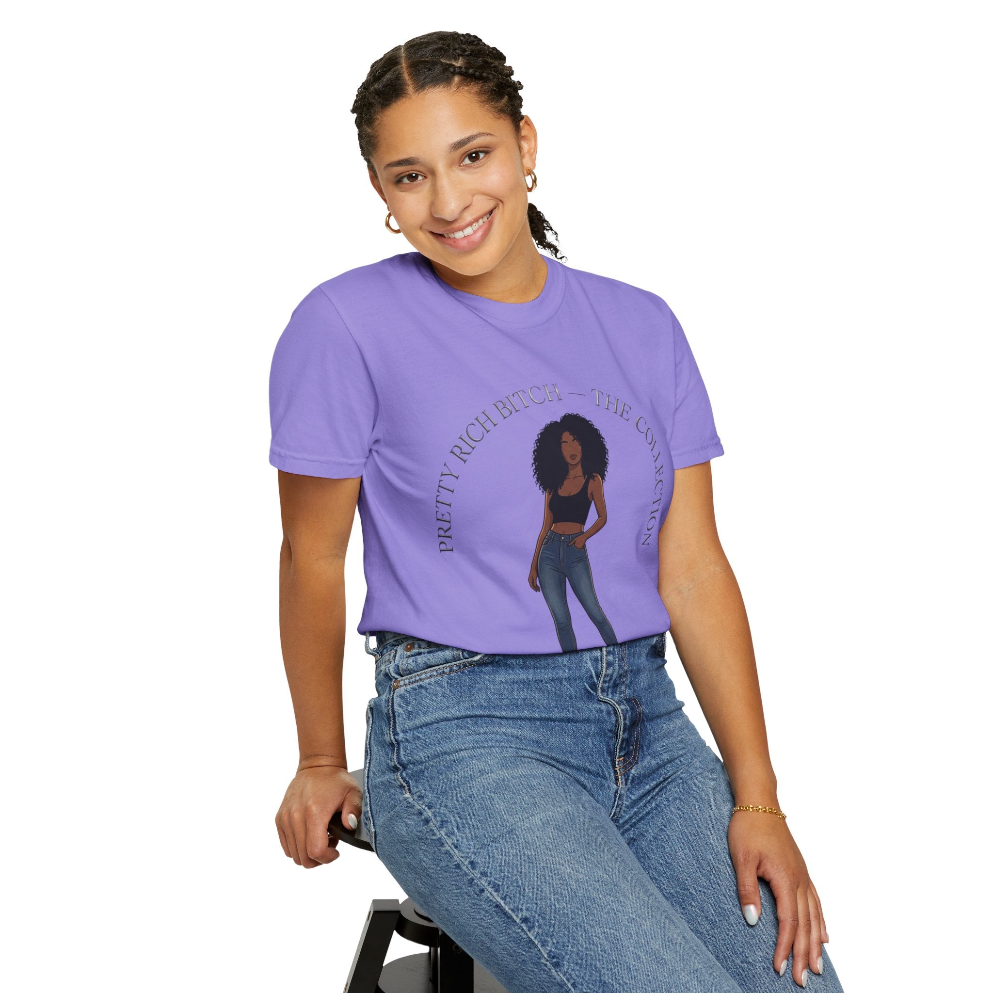 Pretty Rich Bitch The Collection by PRB Graphic Tee (Afro Curly Woman) by Power Runs Black