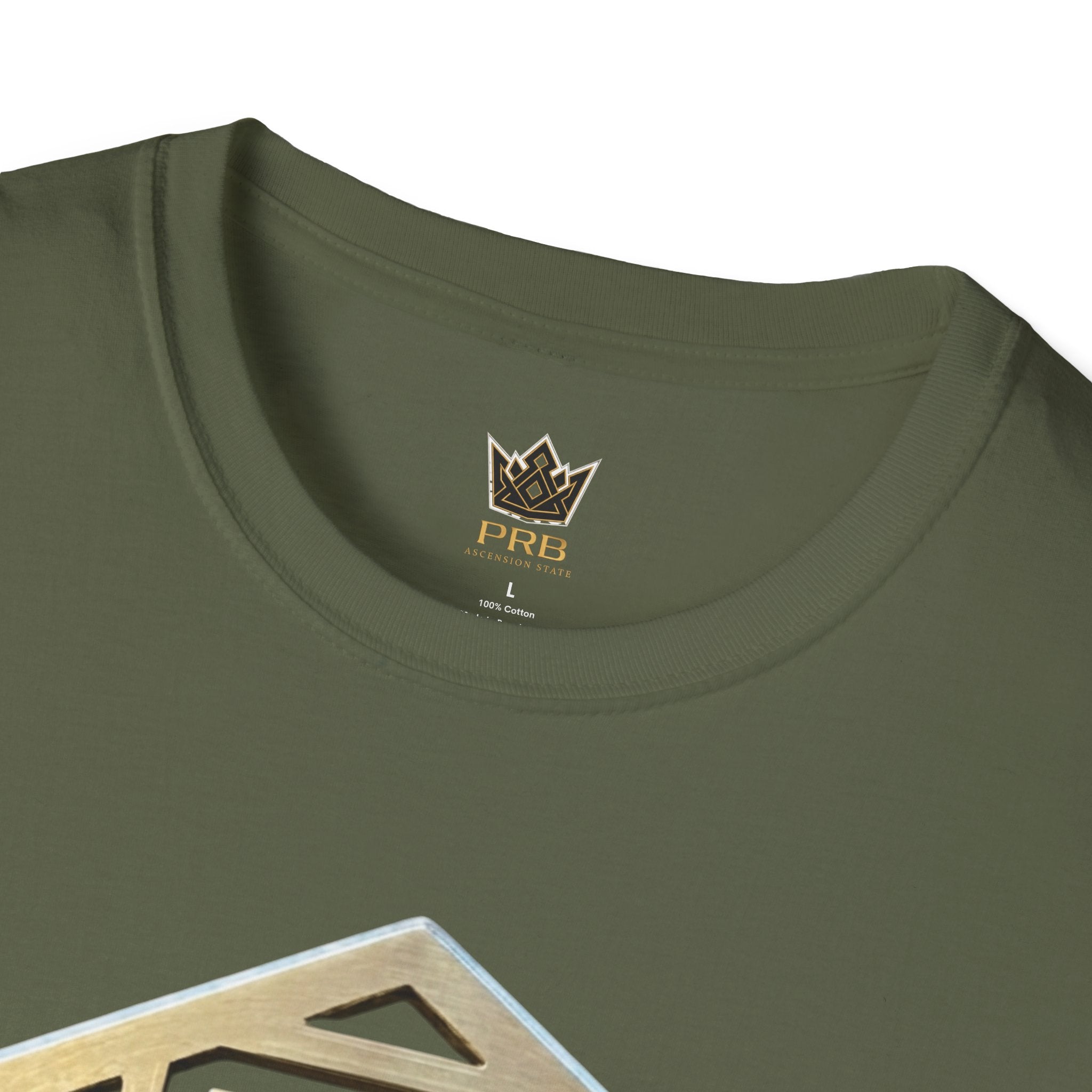 Power Runs Black PRB Geometric Gold Hexagon T-Shirt — Modern Maze Logo Tee by Power Runs Black