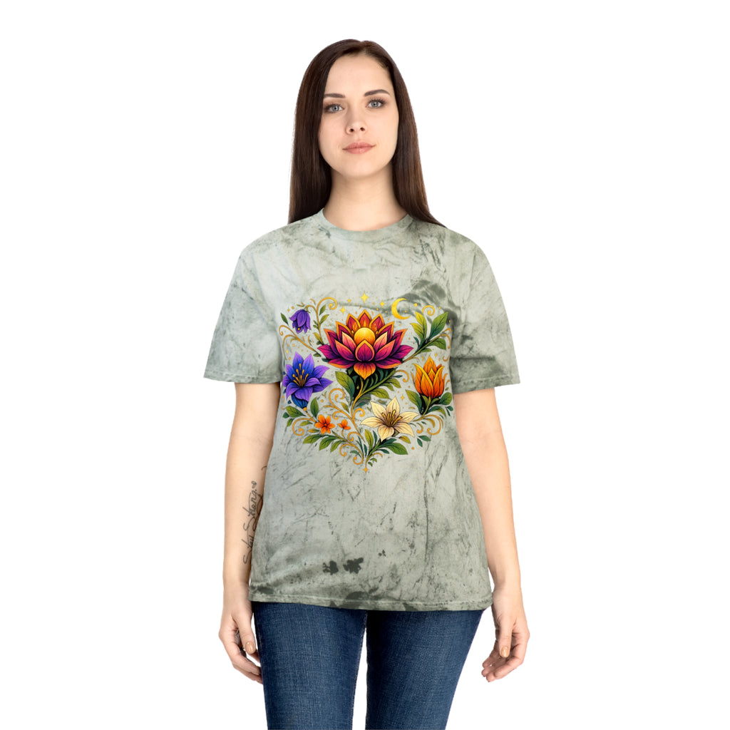 Pretty Rich Bitch by PRB Vibrant Lotus Bouquet T-Shirt | Floral Watercolor Bloom Tee by Power Runs Black