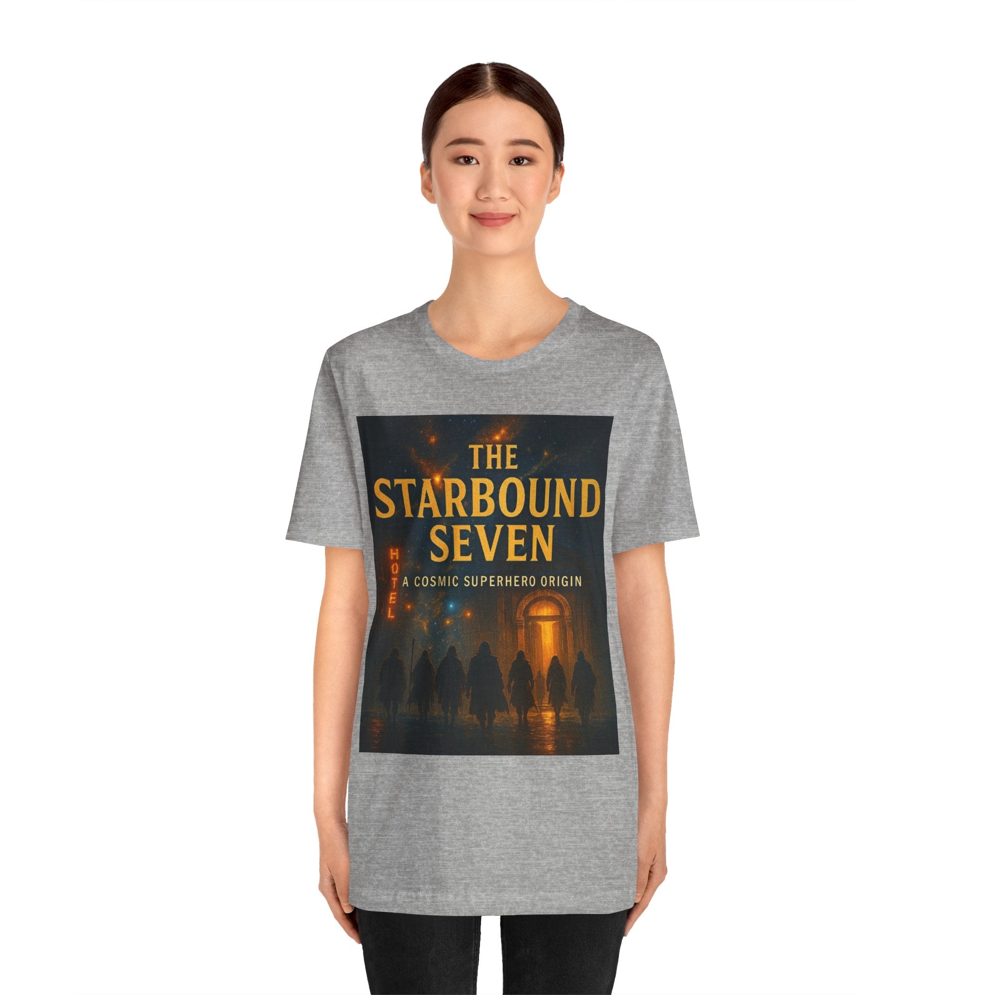 Power Runs Black PRB The Starbound Seven Tee – Retro Cosmic Superhero Poster Shirt by Power Runs Black