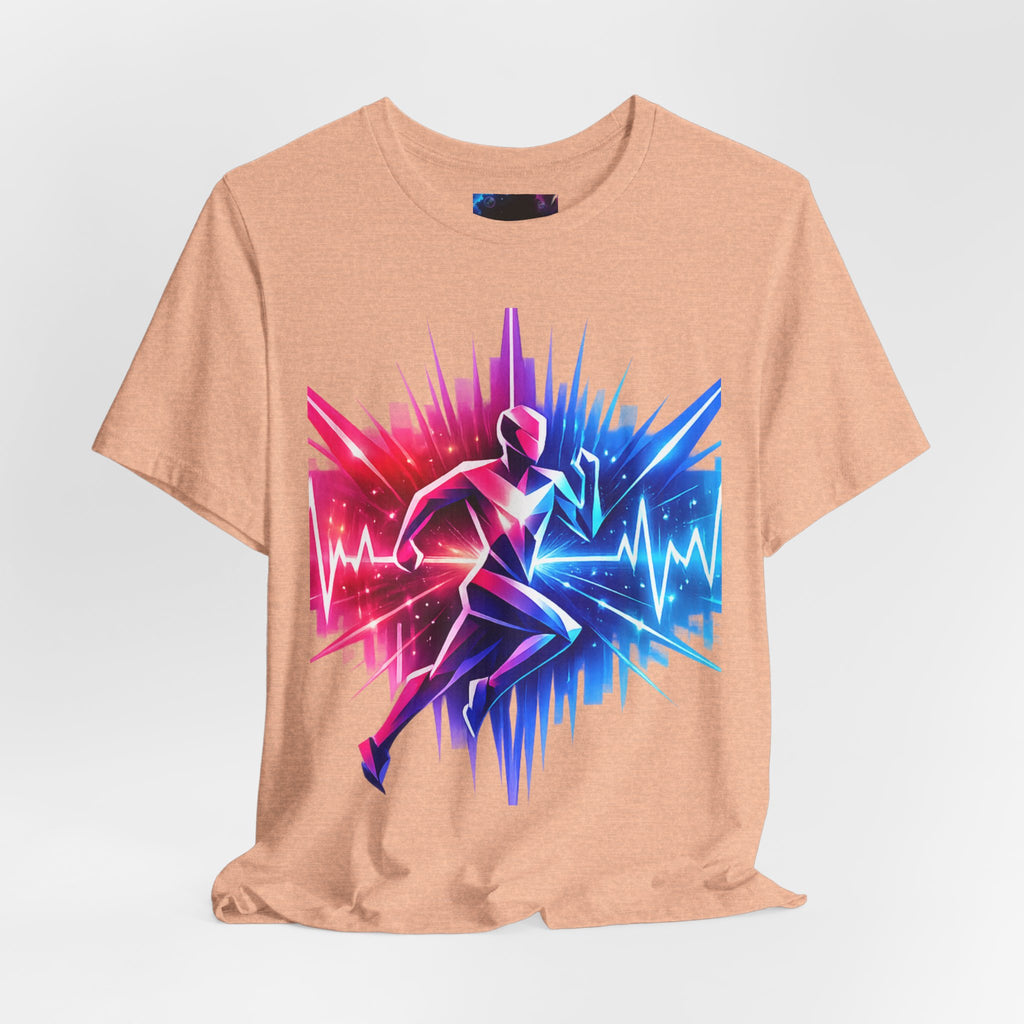 Power Runs Black PRB Running Pulse Graphic Tee — Neon Runner Heartbeat Sports T‑Shirt by Power Runs Black