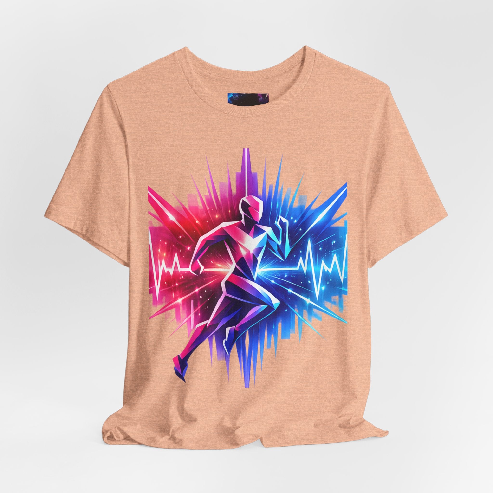 Power Runs Black PRB Running Pulse Graphic Tee — Neon Runner Heartbeat Sports T‑Shirt by Power Runs Black