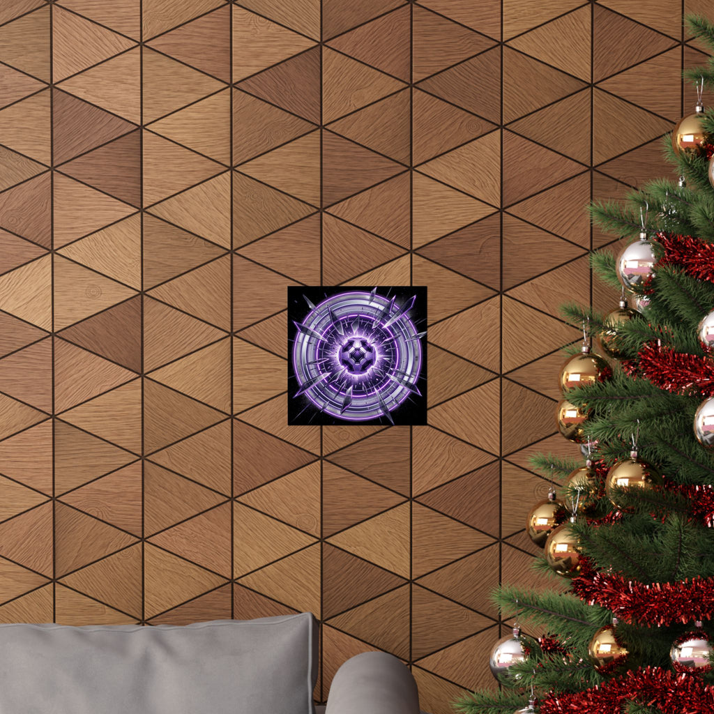 Power Runs Black Purple Energy Shield Matte Poster by Power Runs Black