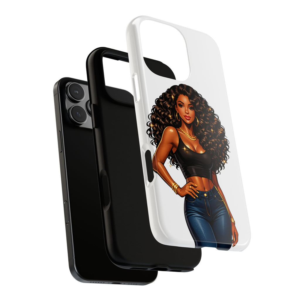Pretty Rich Bitch by PRB Curly Hair Phone Case by Power Runs Black