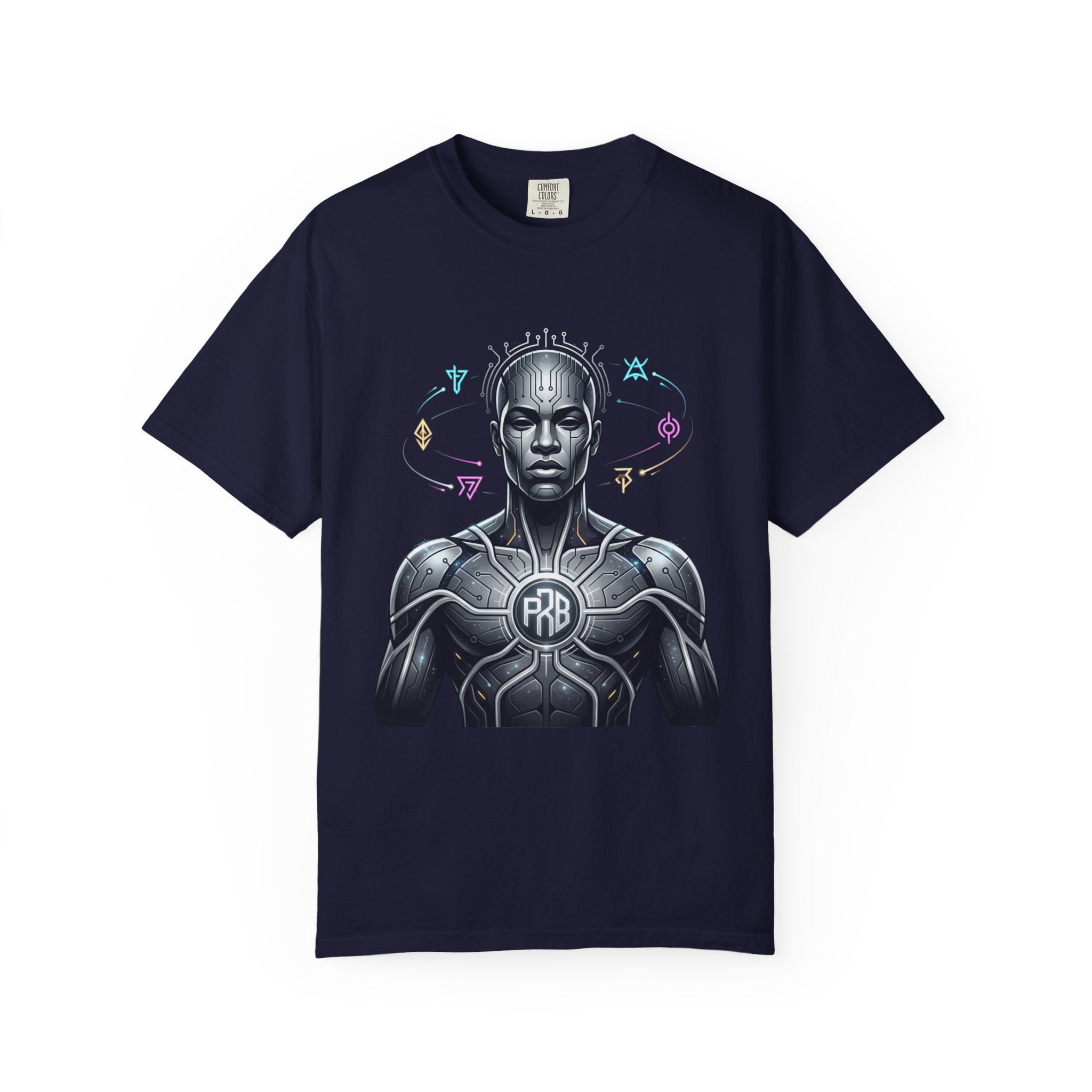 Printify PRB Algorithm God: Cosmic Processor 4K — Cybernetic Warrior T-Shirt | - T-Shirt