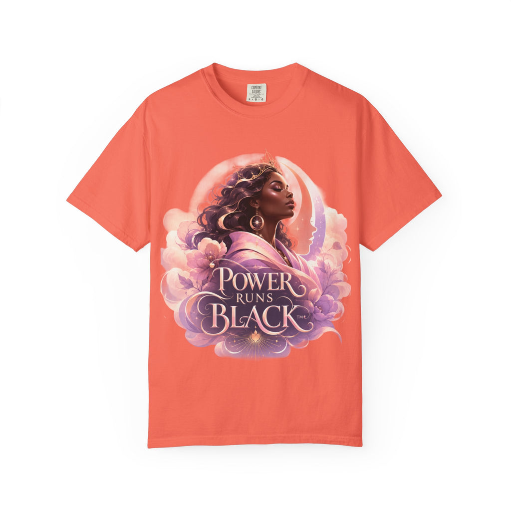 Power Runs Black graphic tee | Black woman portrait, Afro empowerment shirt by Power Runs Black