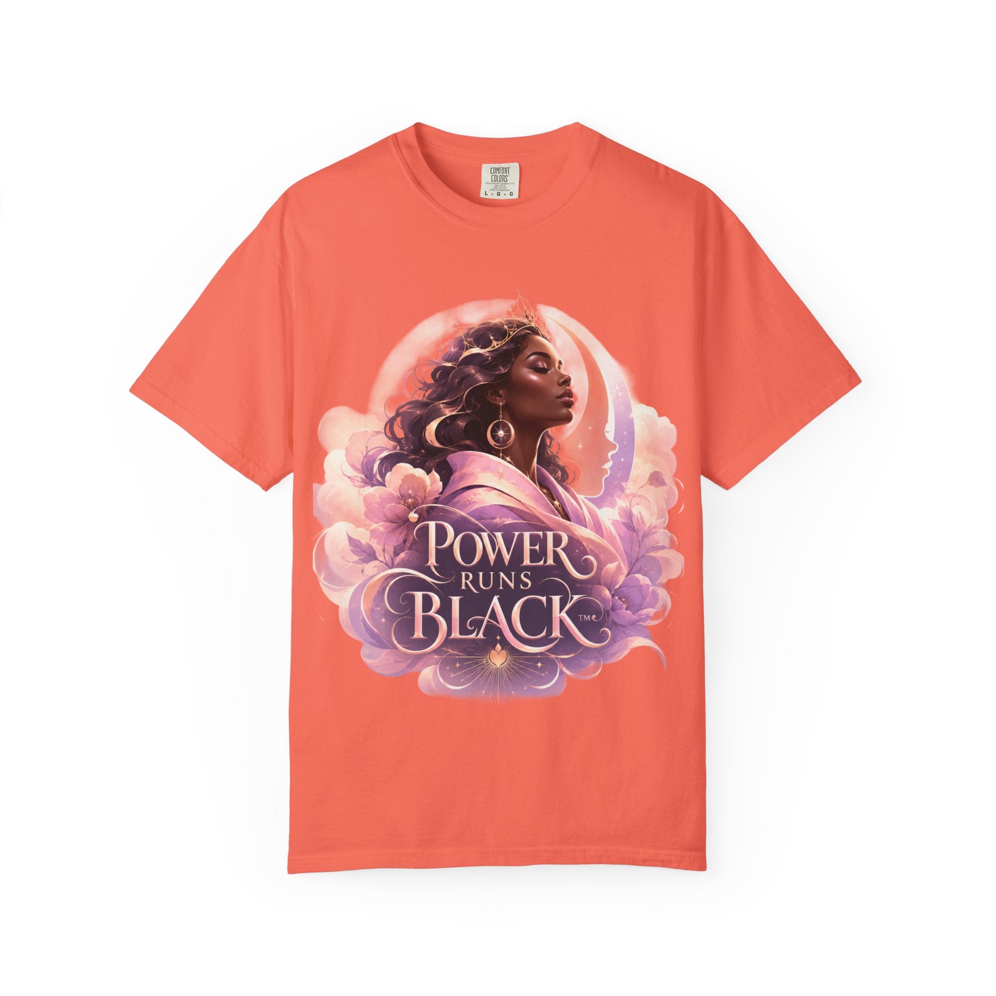 Power Runs Black graphic tee | Black woman portrait, Afro empowerment shirt by Power Runs Black
