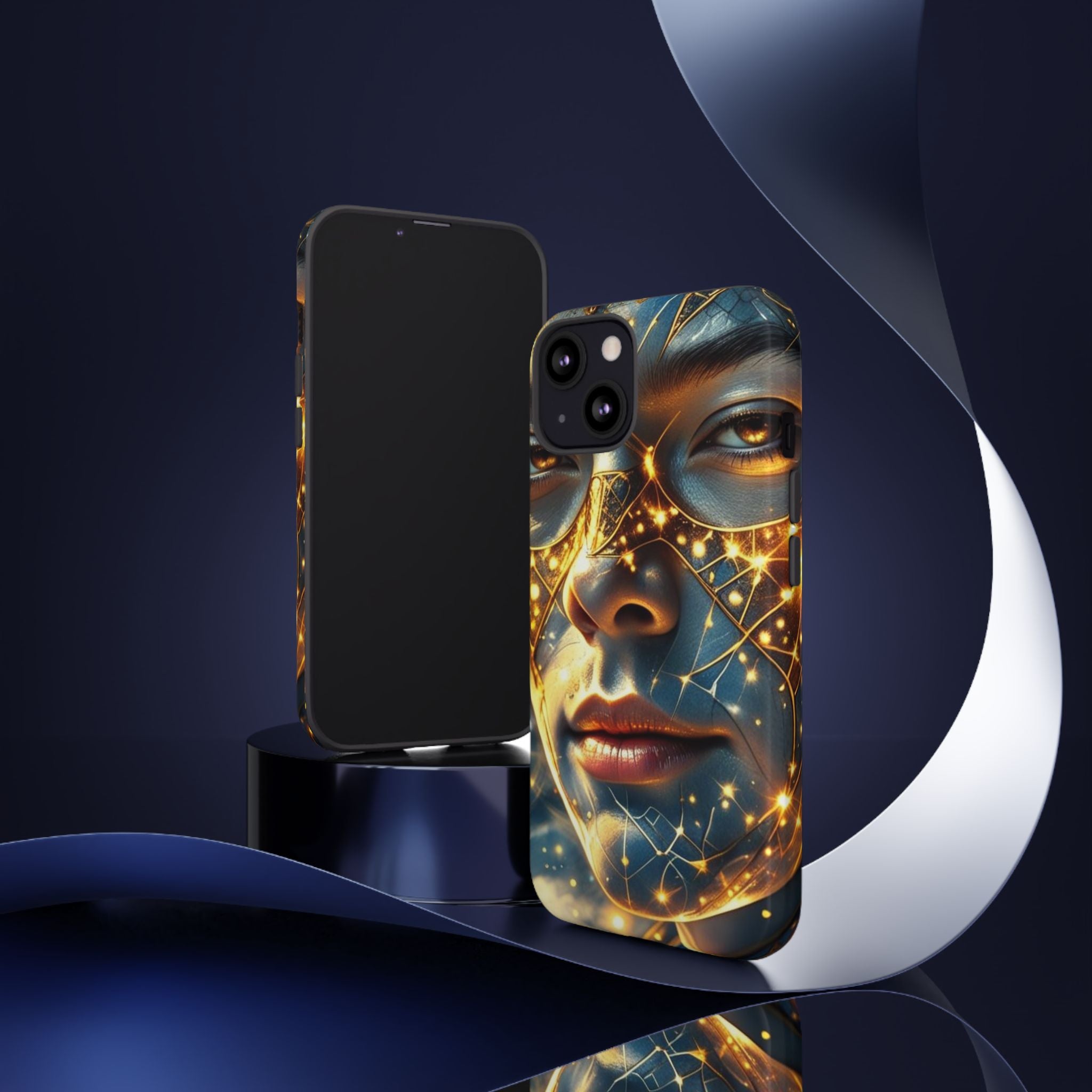 PRB Galactic Portrait Tough Case | Cosmic Face Phone Case, Starry Nebula Design by Power Runs Black