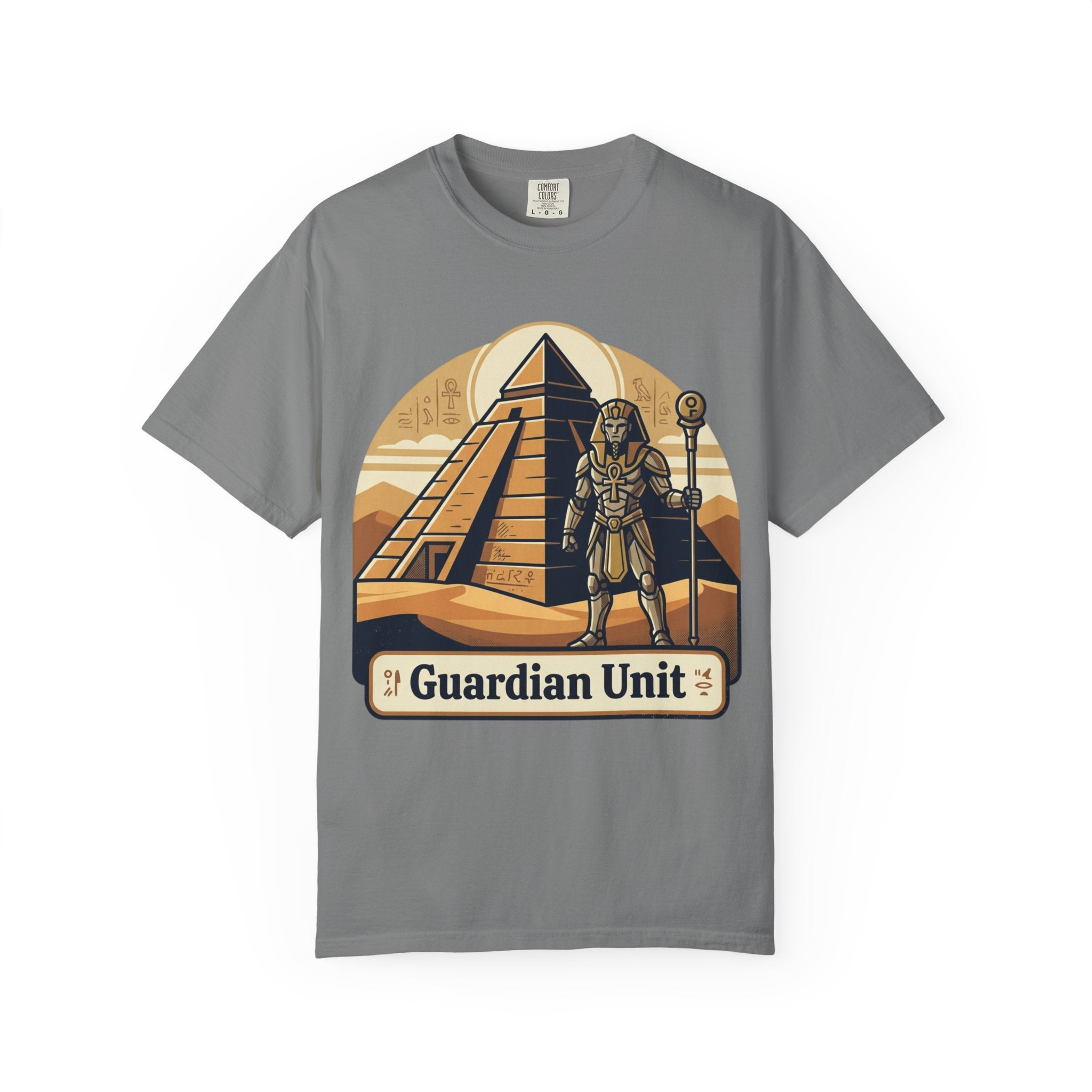 Power Runs Black PRB Guardian Unit T-Shirt — Egyptian Pyramid Sci‑Fi Graphic Tee by Printify