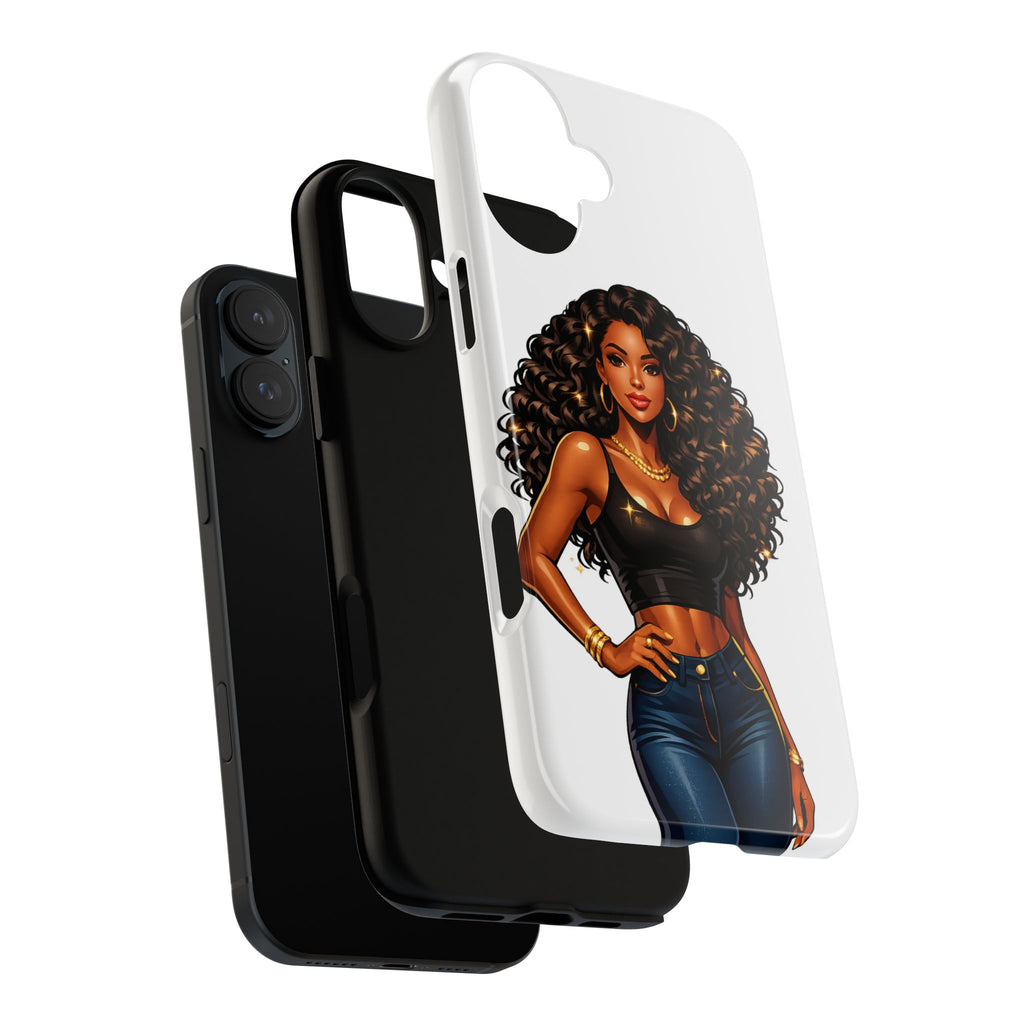 Pretty Rich Bitch by PRB Curly Hair Phone Case by Power Runs Black