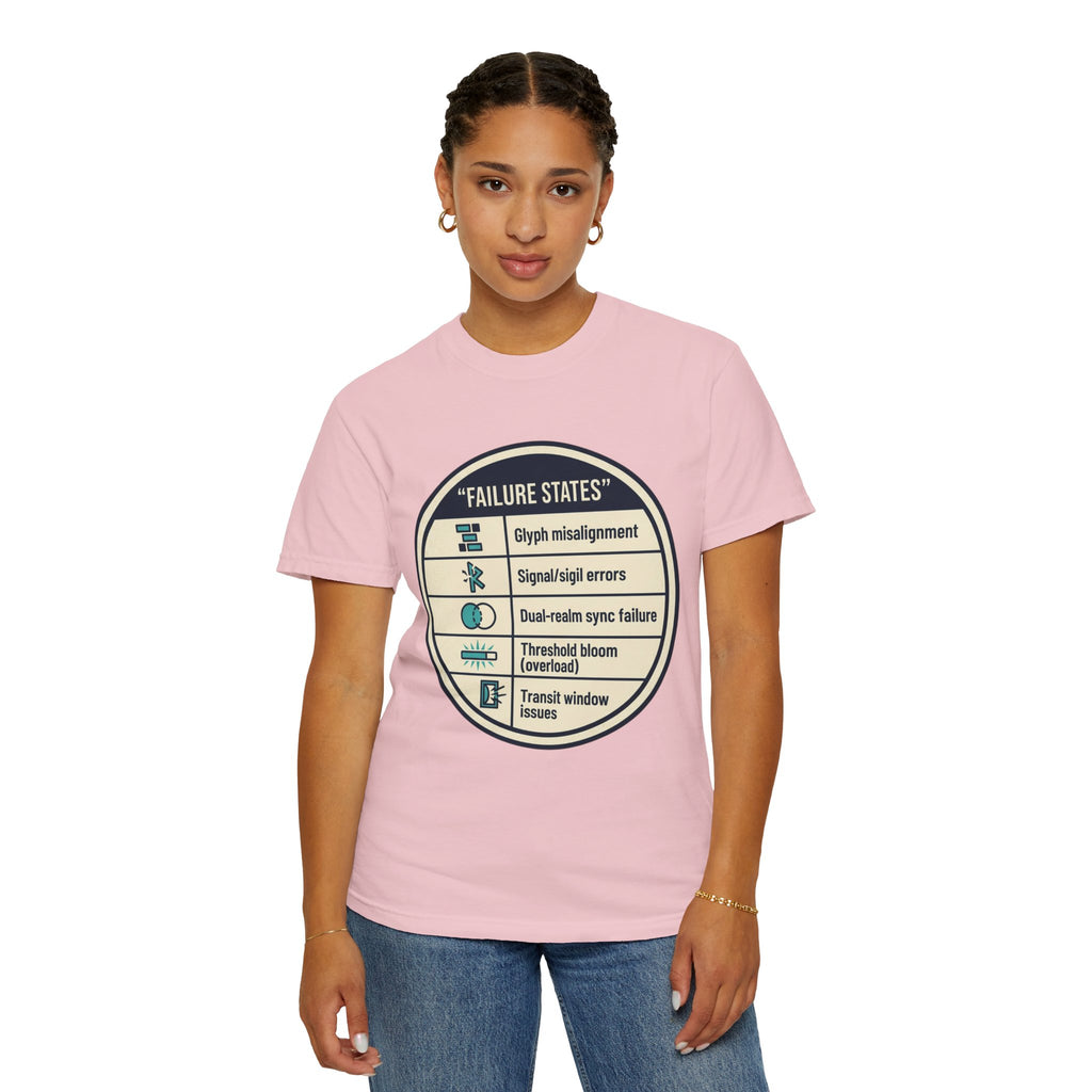 Power Runs Black PRB Failure States T-Shirt — Sci‑Fi Status Badge Graphic Tee by Power Runs Black
