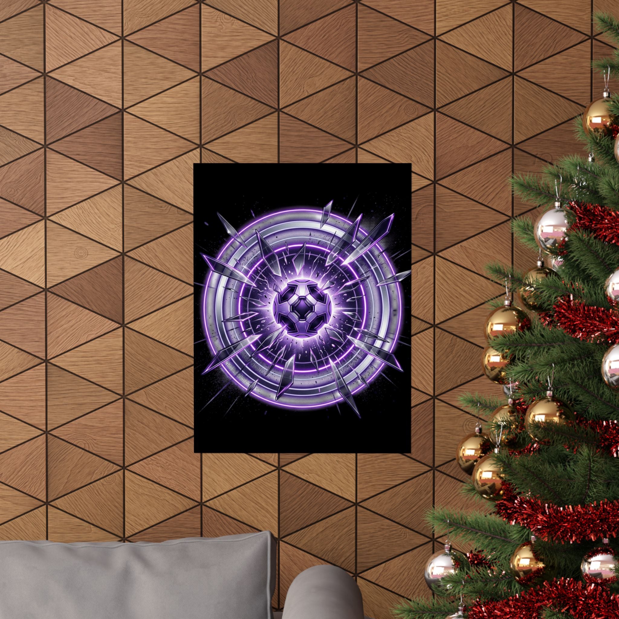 Power Runs Black Purple Energy Shield Matte Poster by Power Runs Black