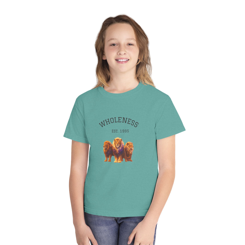 Power Runs Black PRB Youth Tee — "Wholeness Est. 1995" Lion Graphic Kids Shirt by Power Runs Black