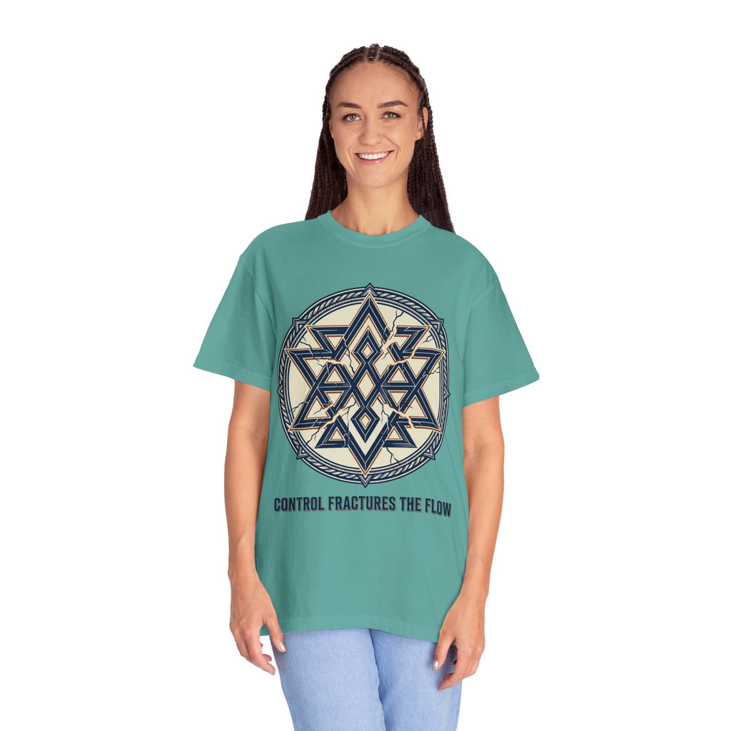 Power Runs Black PRB Geometric Star Mandala T-Shirt — "Control Fractures the Flow" Graphic Tee by Power Runs Black