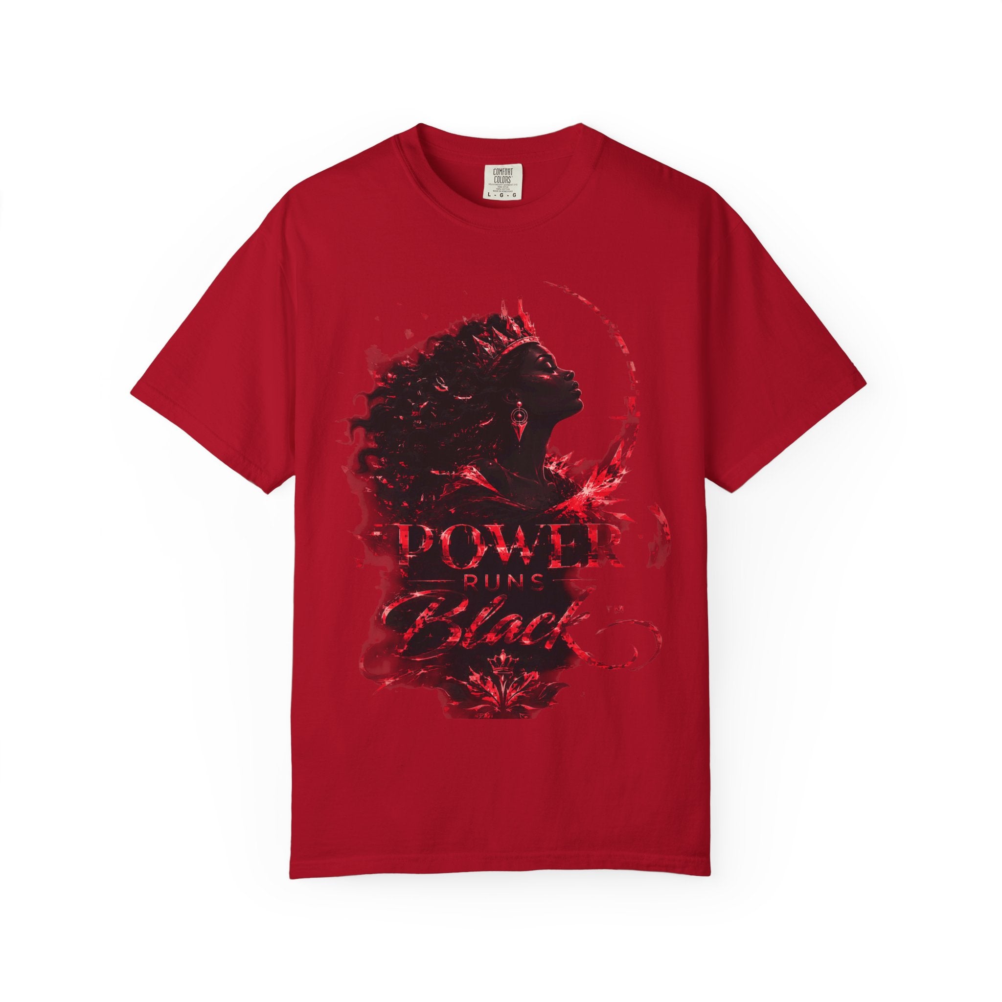 Power Runs Black Crown T-Shirt | Gothic Silhouette Artwork by Power Runs Black