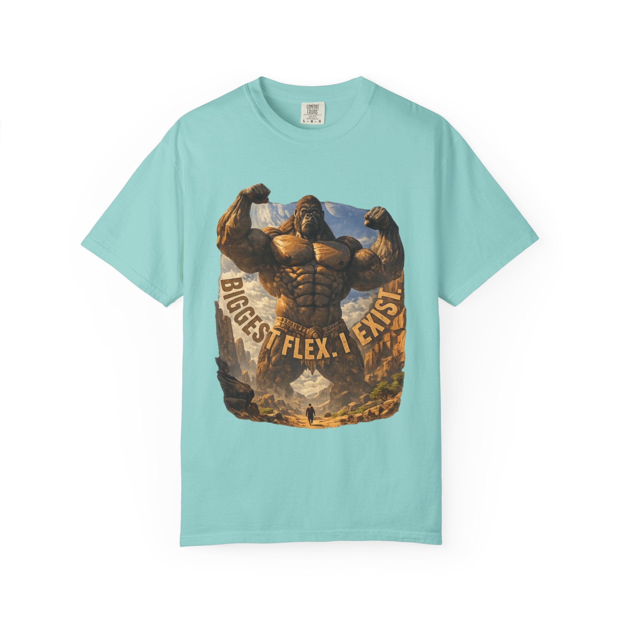 PRB Biggest Flex I Exist T-Shirt — Funny Muscle Gorilla Graphic Tee by Power Runs Black