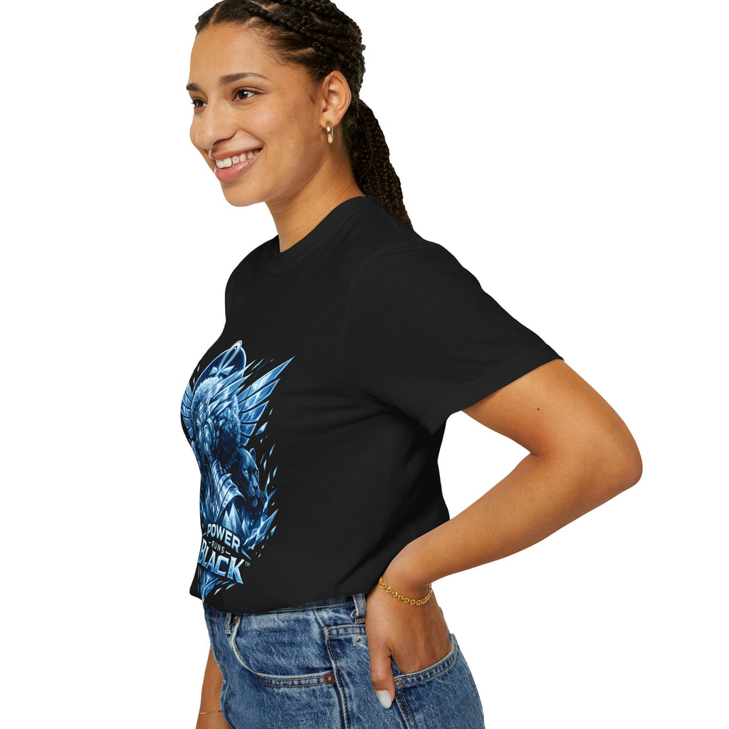 Power of Black Graphic T-Shirt — Egyptian Ankh Warrior Design by Power Runs Black